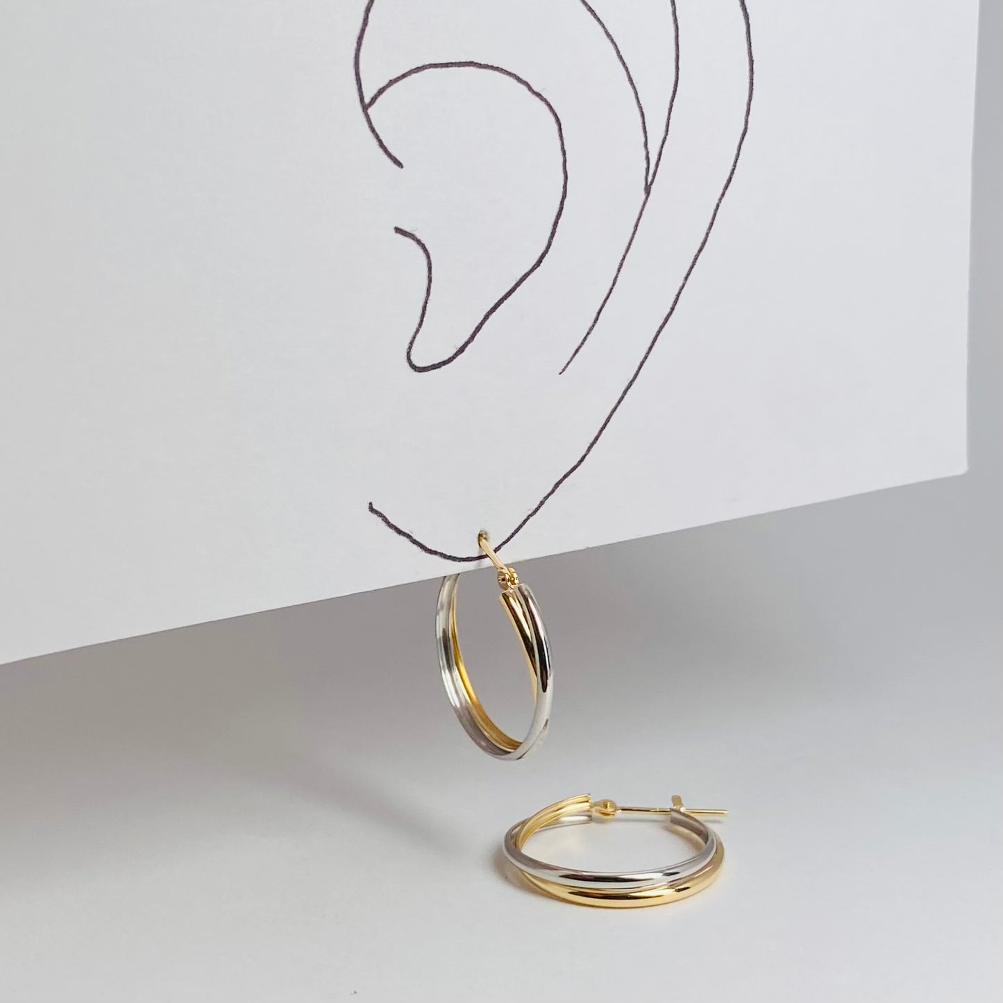 K18/Pt 2カラーフープピアス