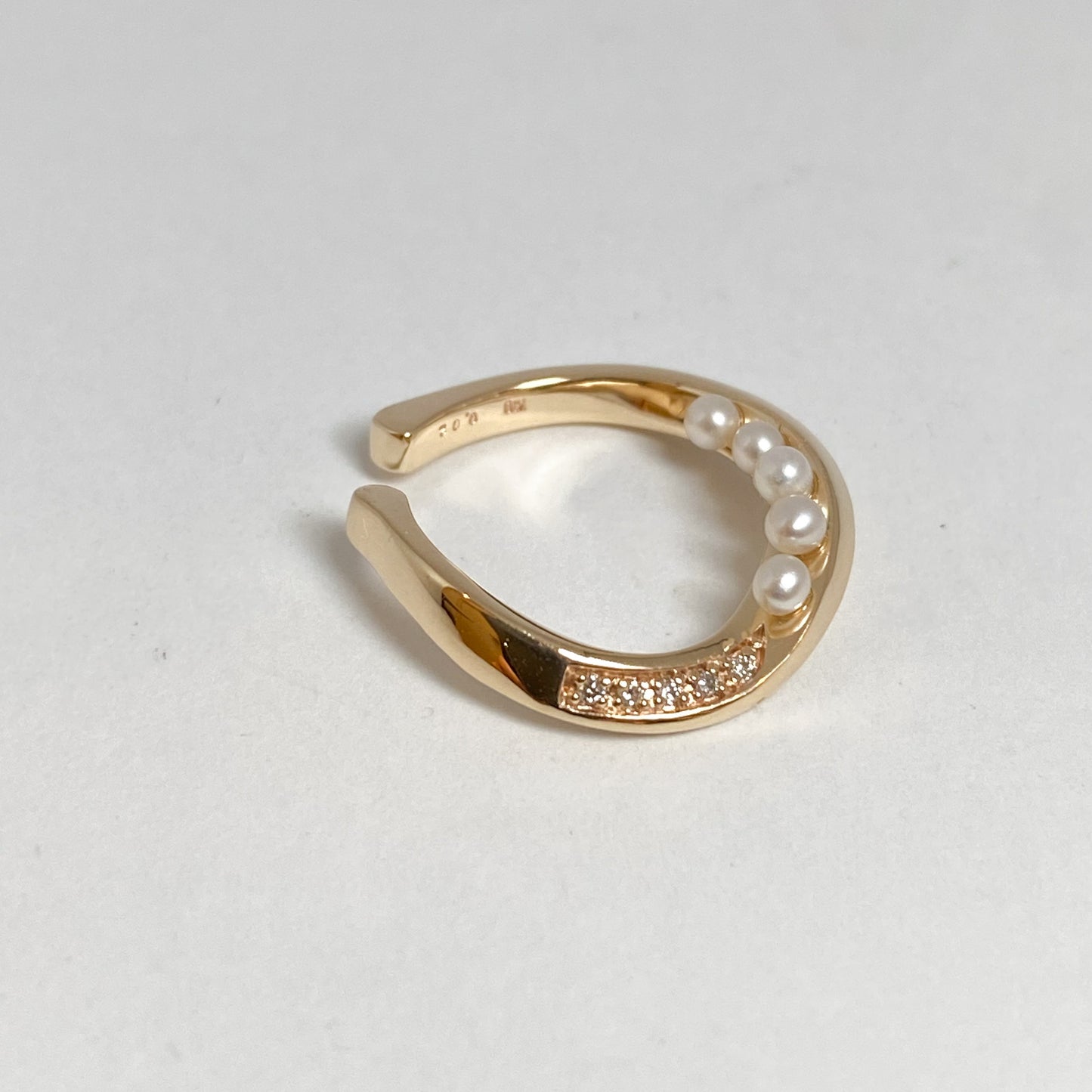 K10イエローゴールド 淡水パール ダイヤモンドイヤカフ