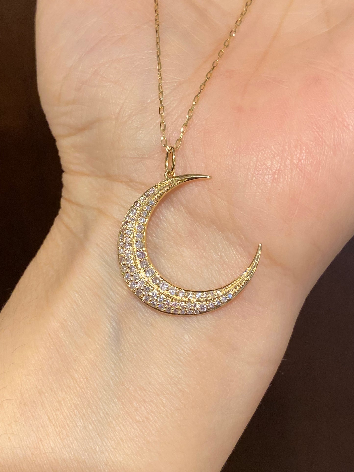 K18イエローゴールド ダイヤモンド0.55ct三日月ネックレス