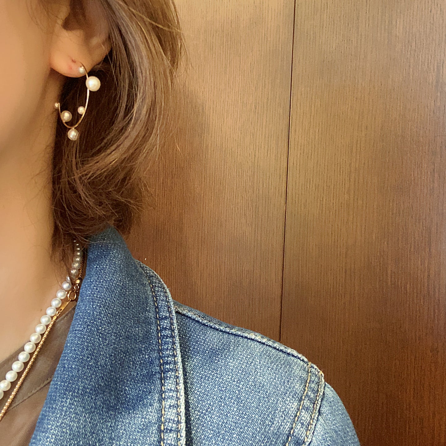 K10淡水パール フープピアス