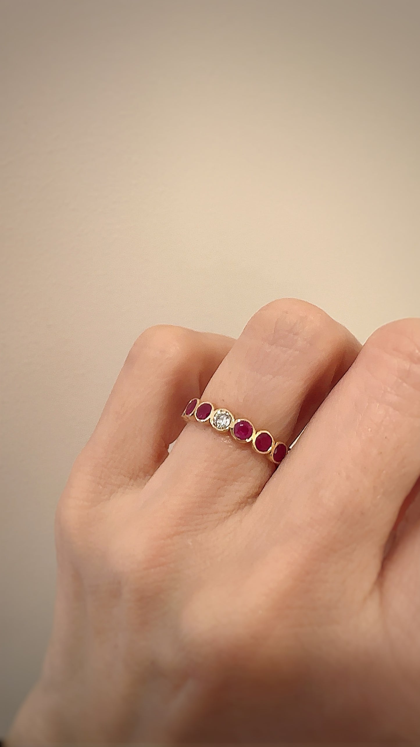 K18イエローゴールド ルビー・ダイヤモンド0.11ctリング