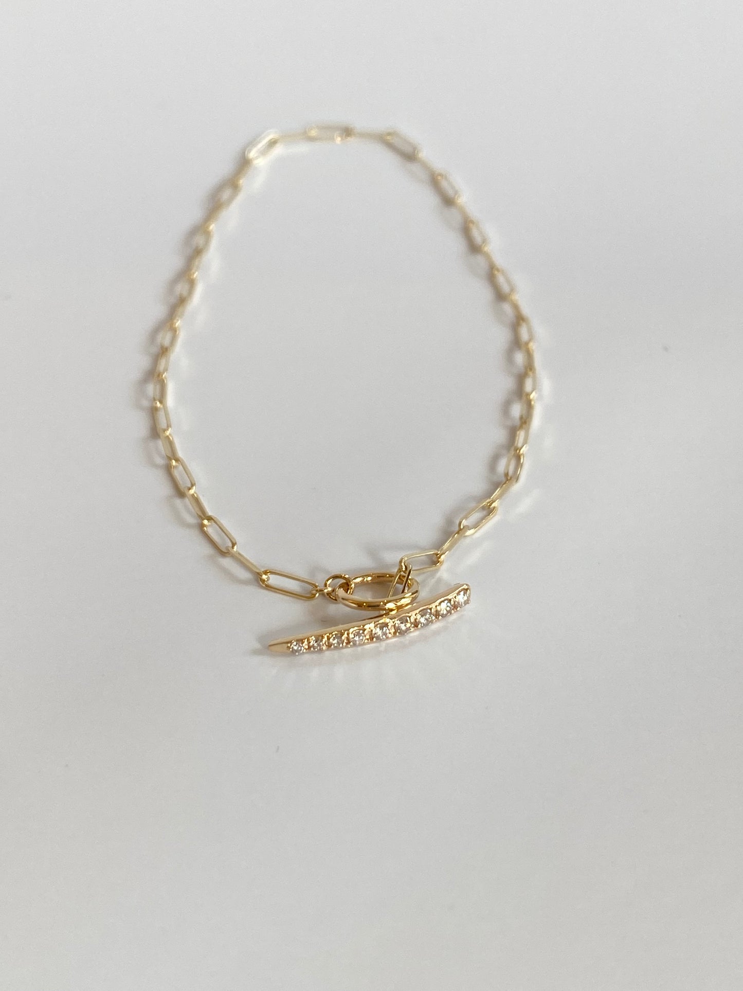 K10イエローゴールドダイヤモンド0.06ctペーパークリップブレスレット