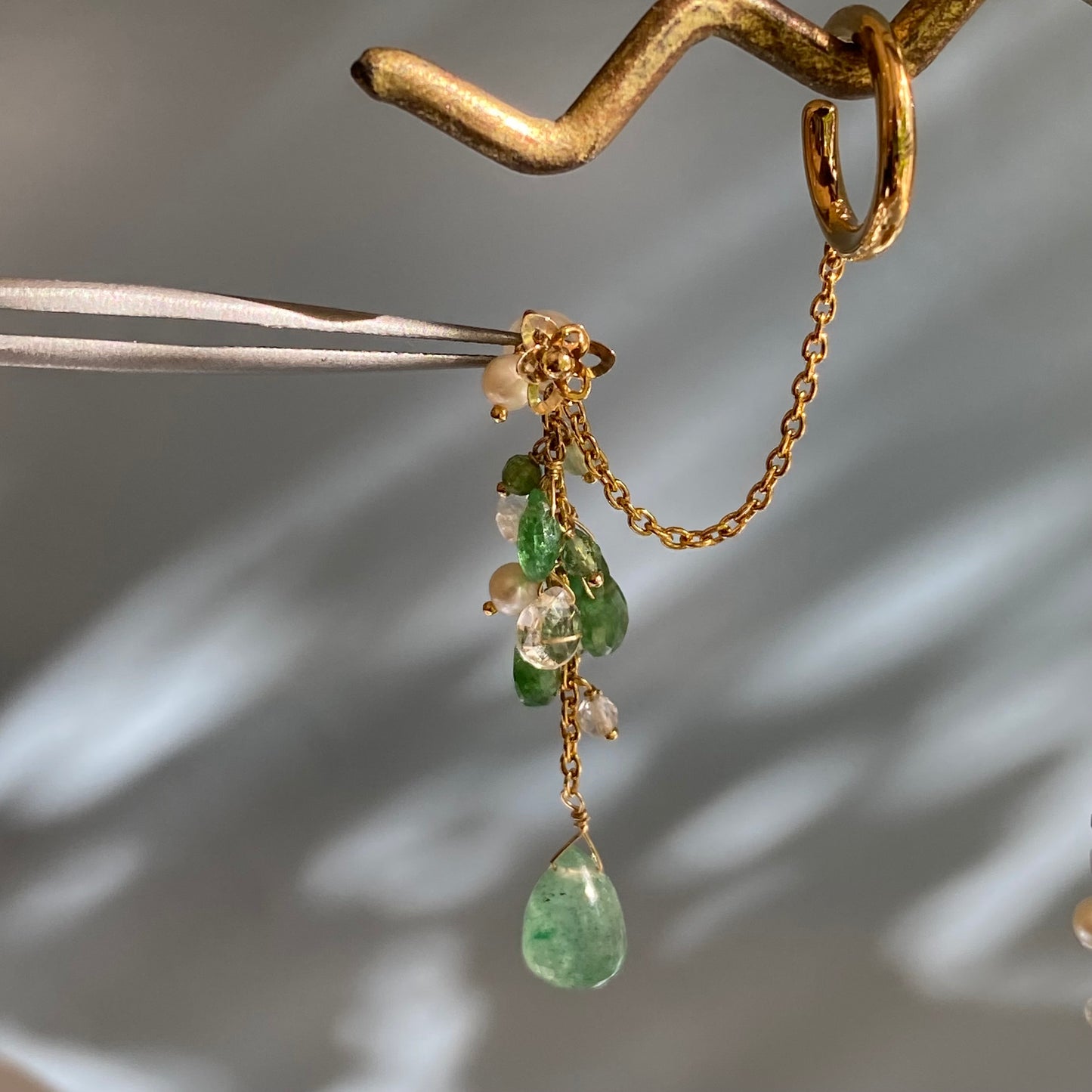 SV 3way天然石イヤーカフ