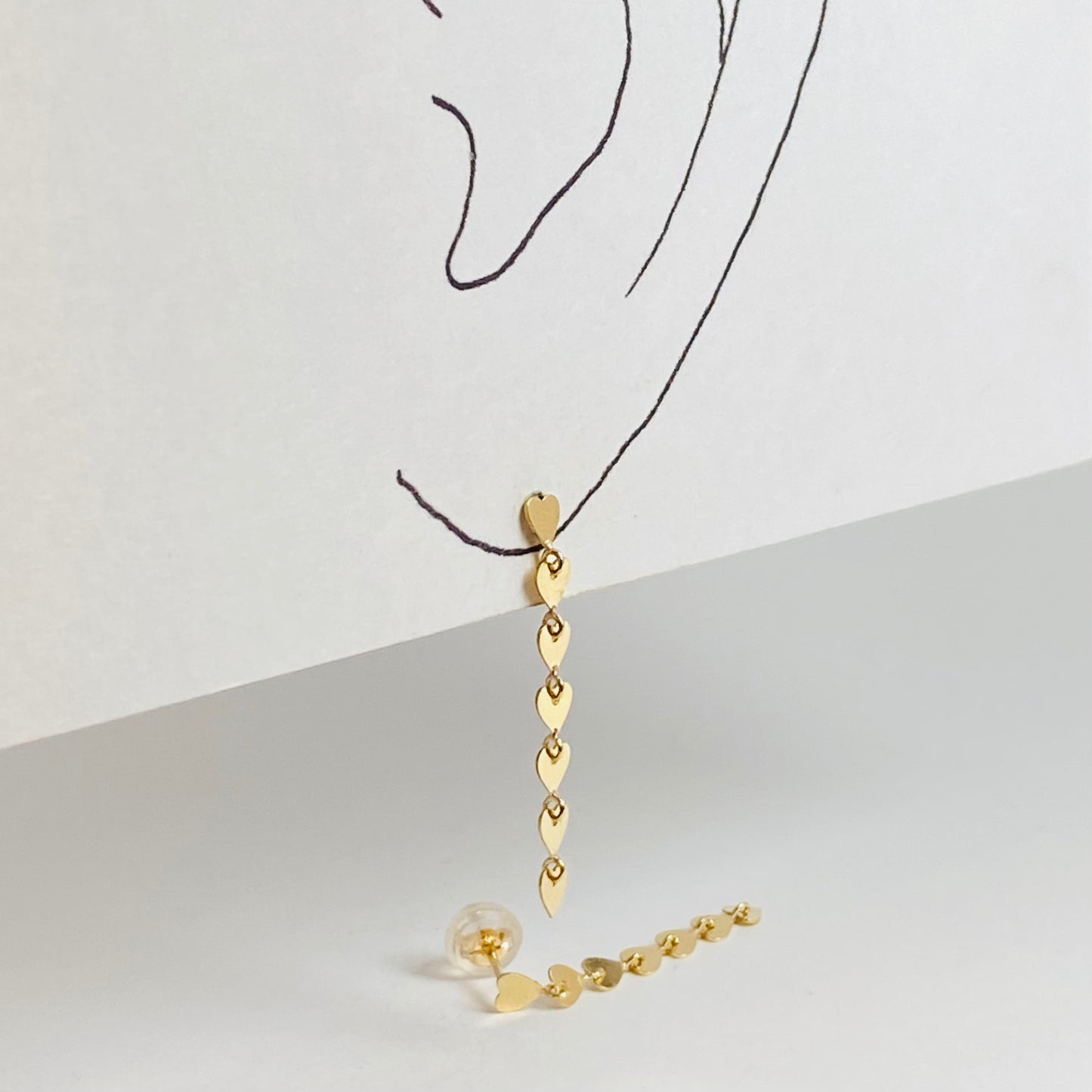 K10イエローゴールド ハート地金ピアス