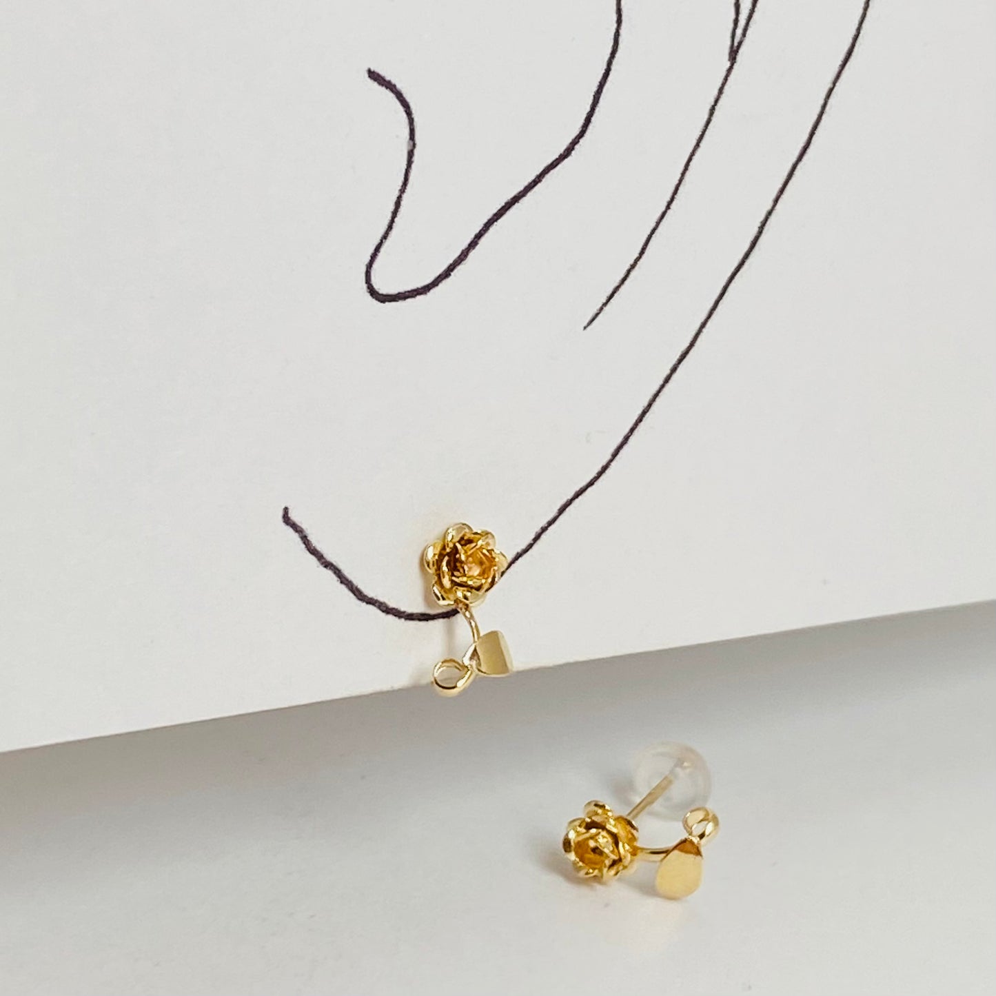 K10イエローゴールド お花地金ピアス