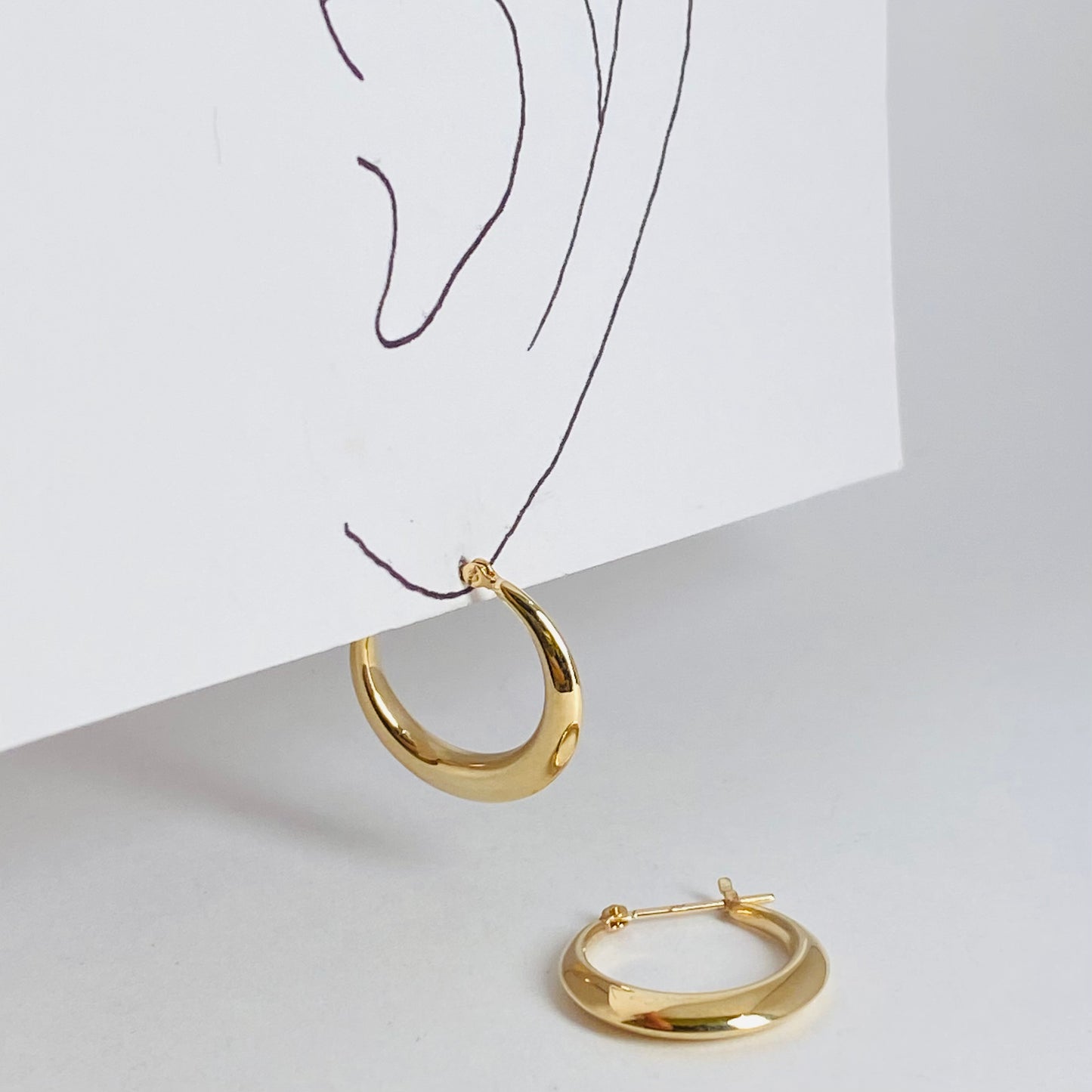 K10イエローゴールド地金フープピアス