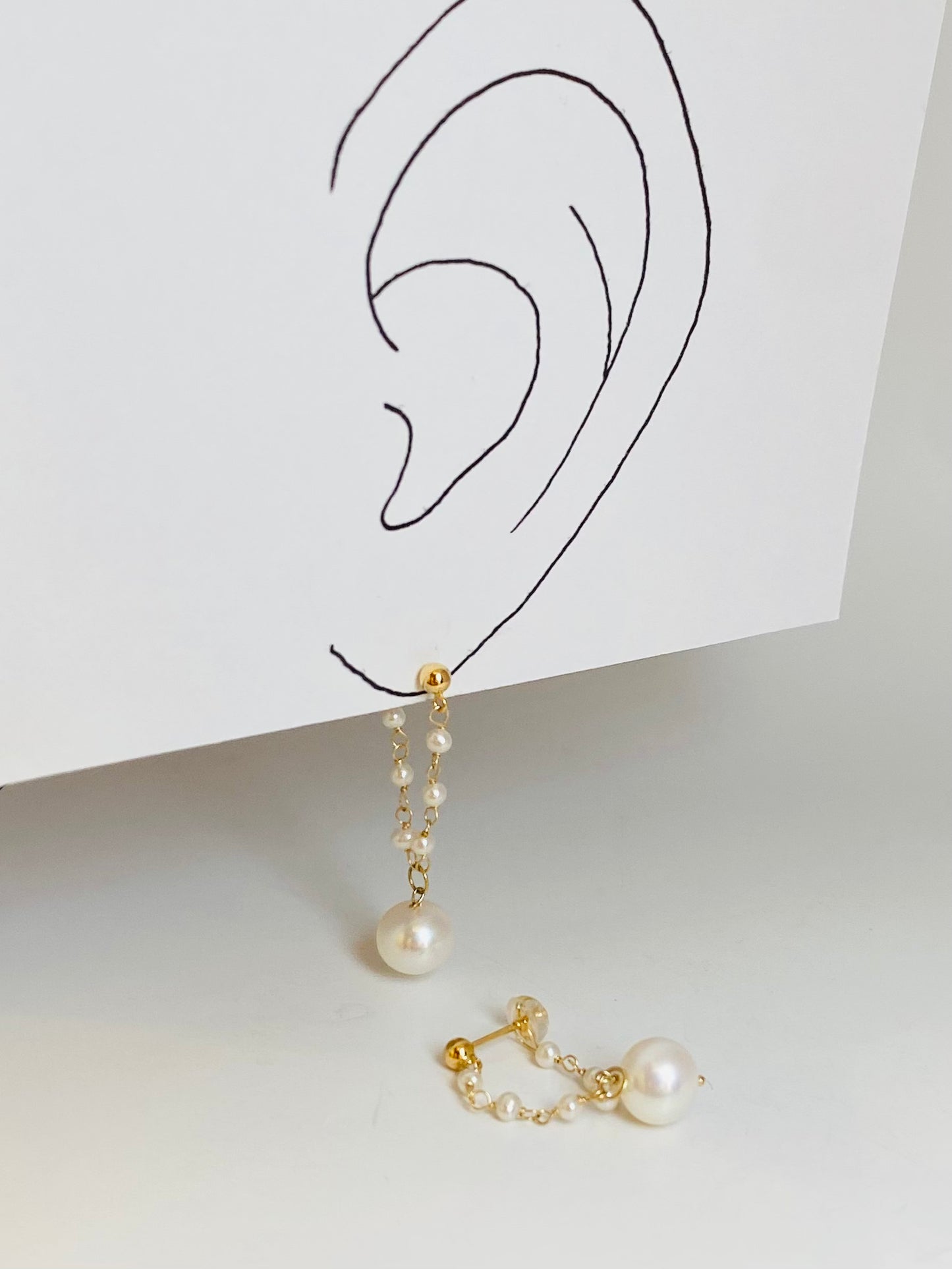 K18イエローゴールド 淡水パールピアス