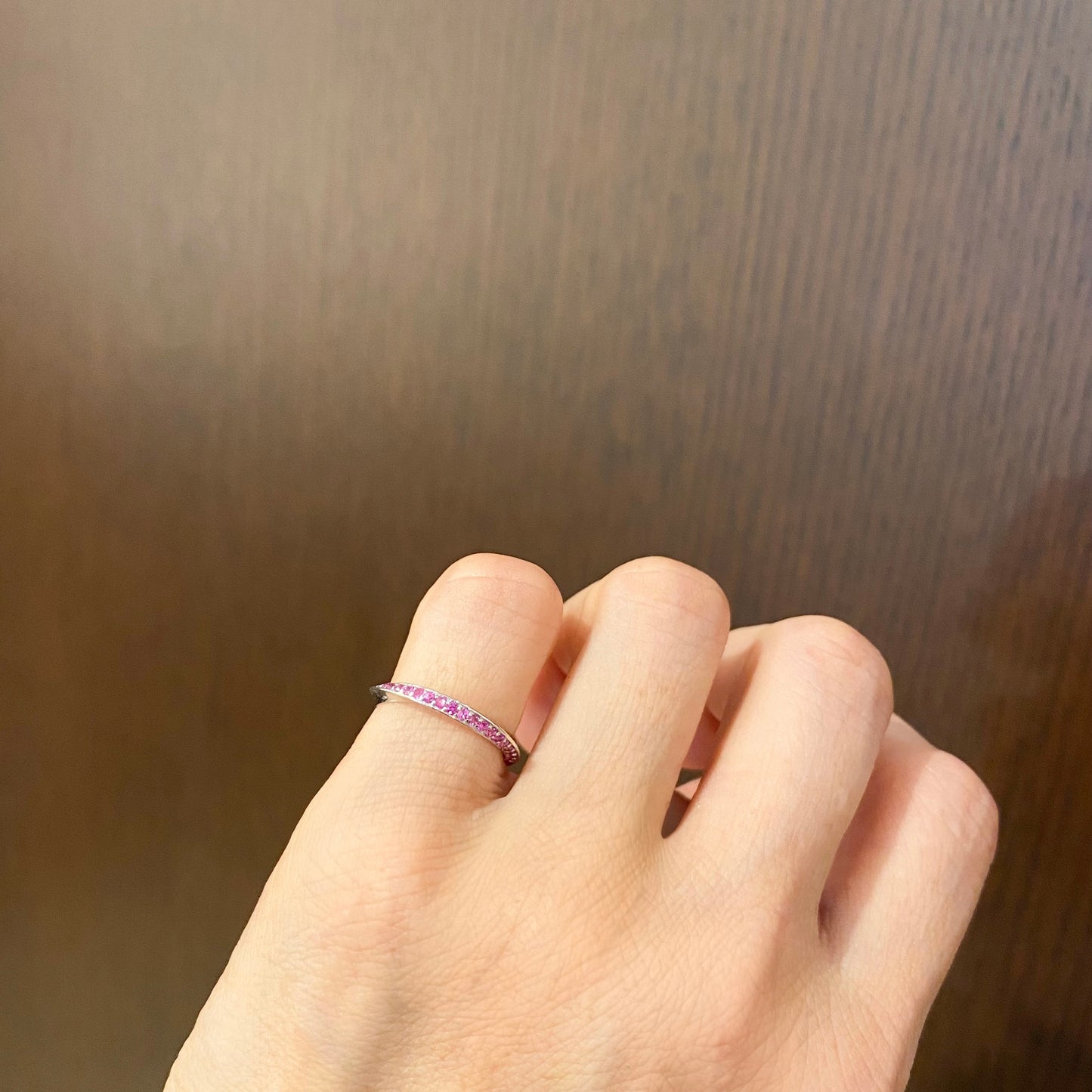 K18ホワイトゴールド ピンクサファイアリング