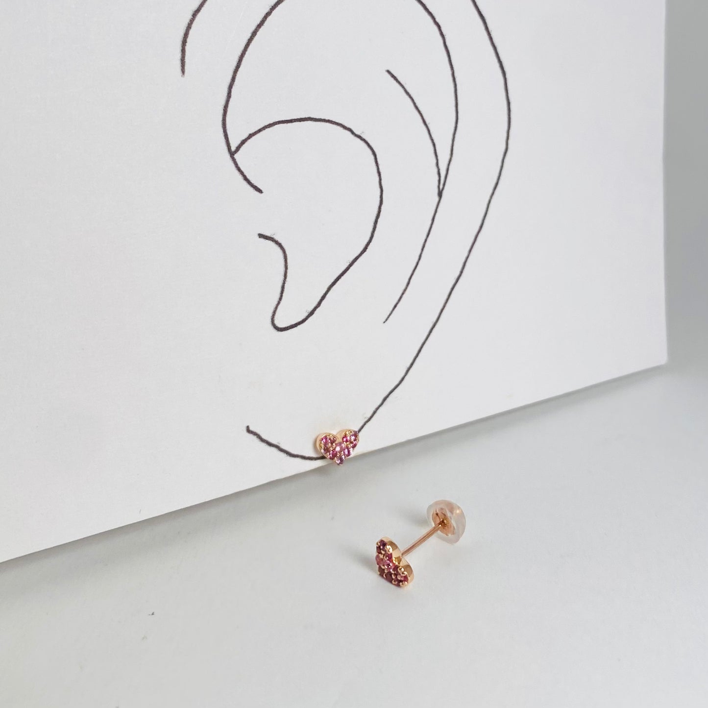 K10ピンクゴールド ピンクサファイアピアス