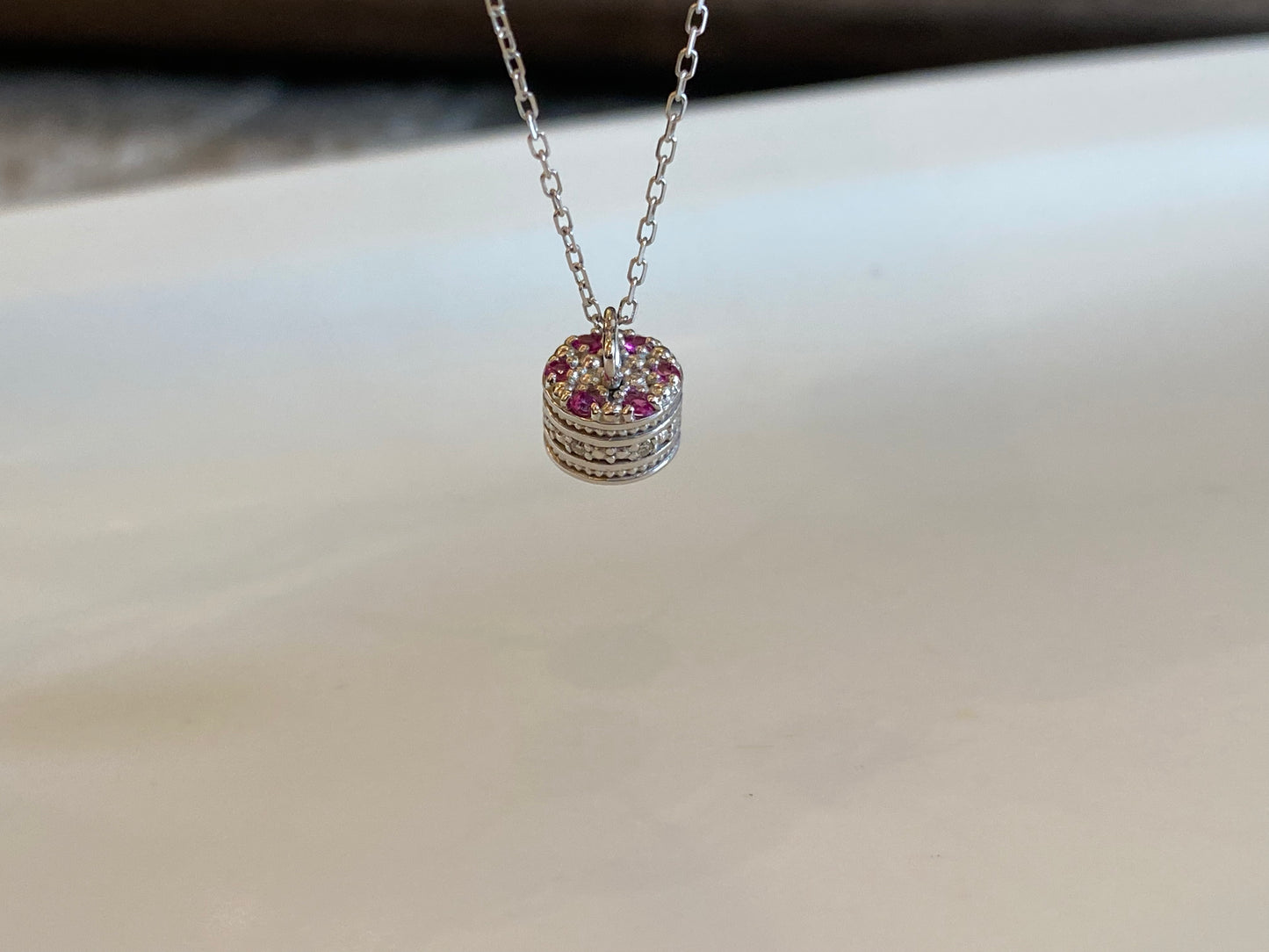 K10ホワイトゴールド ルビー・ダイヤモンドネックレス