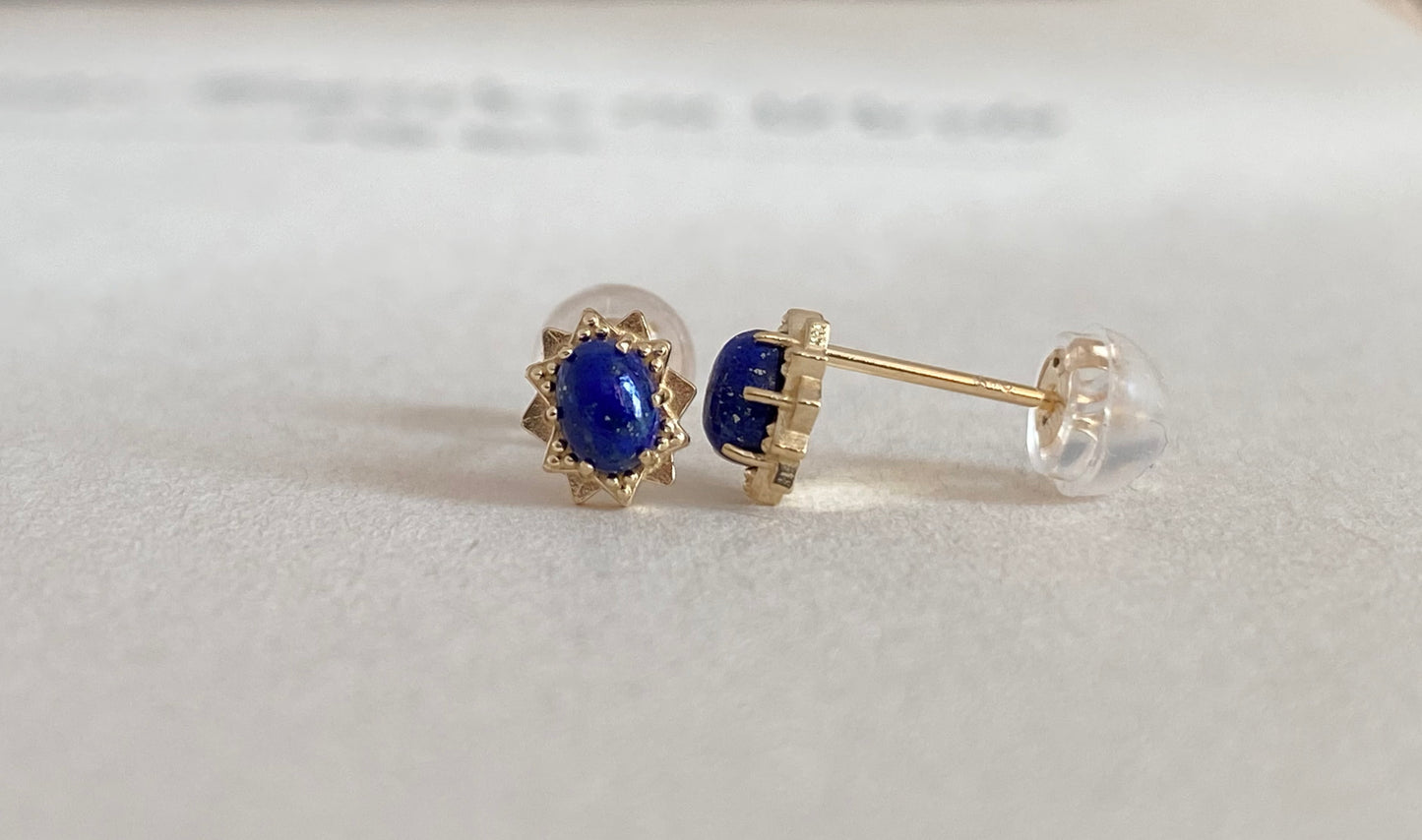 K10イエローゴールド ラピスラズリピアス