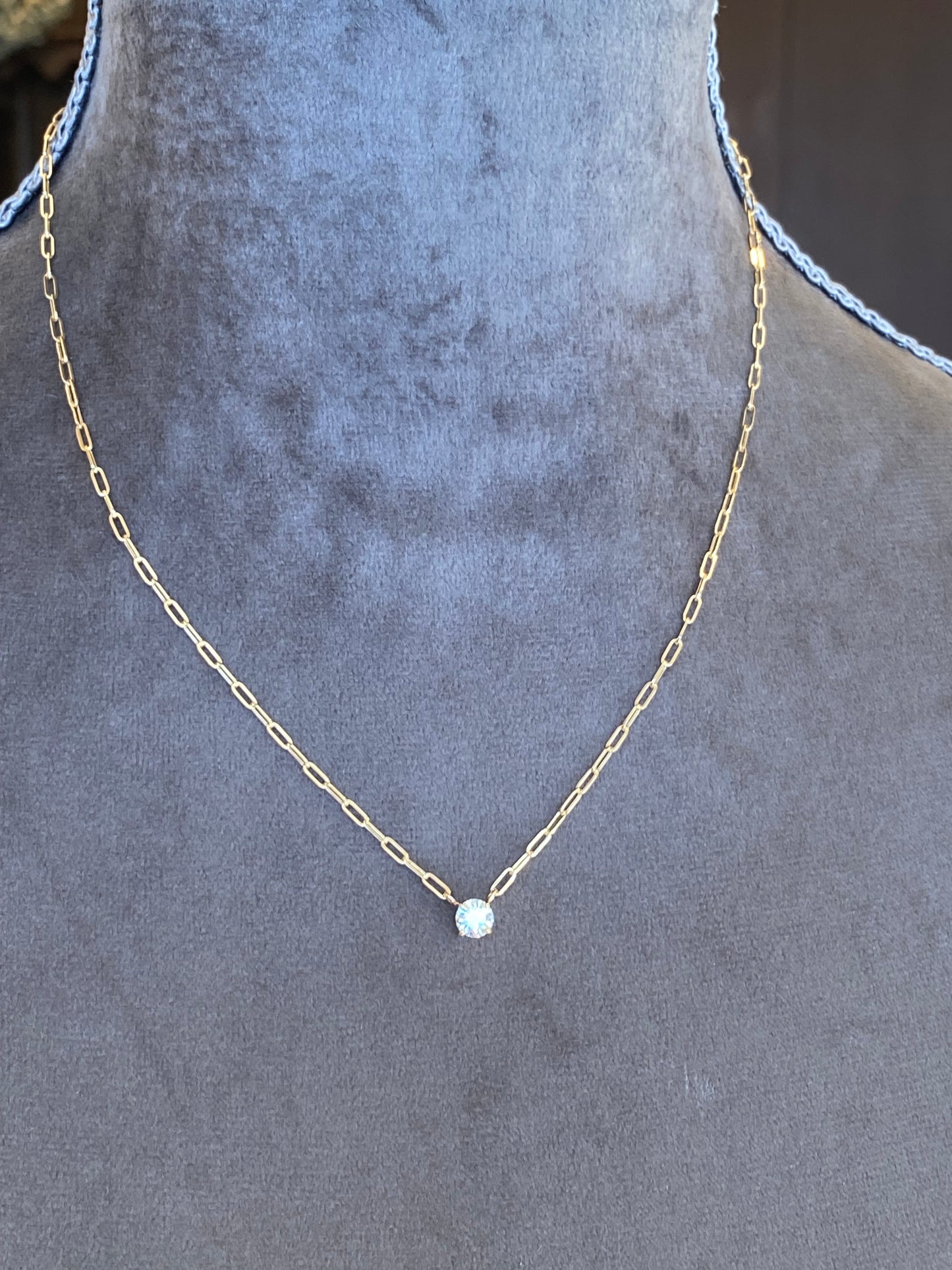 K18YG ダイヤモンド0.5ctペーパークリップチェーンネックレス