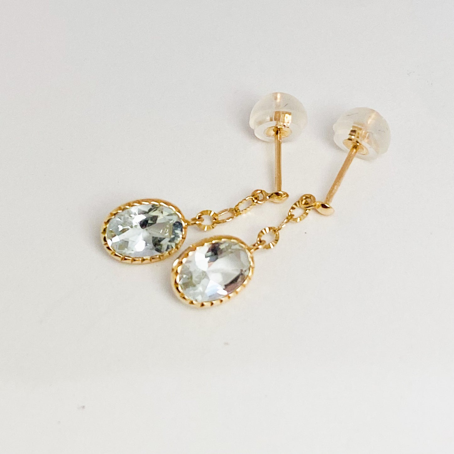 K10イエローゴールド アクアマリンピアス