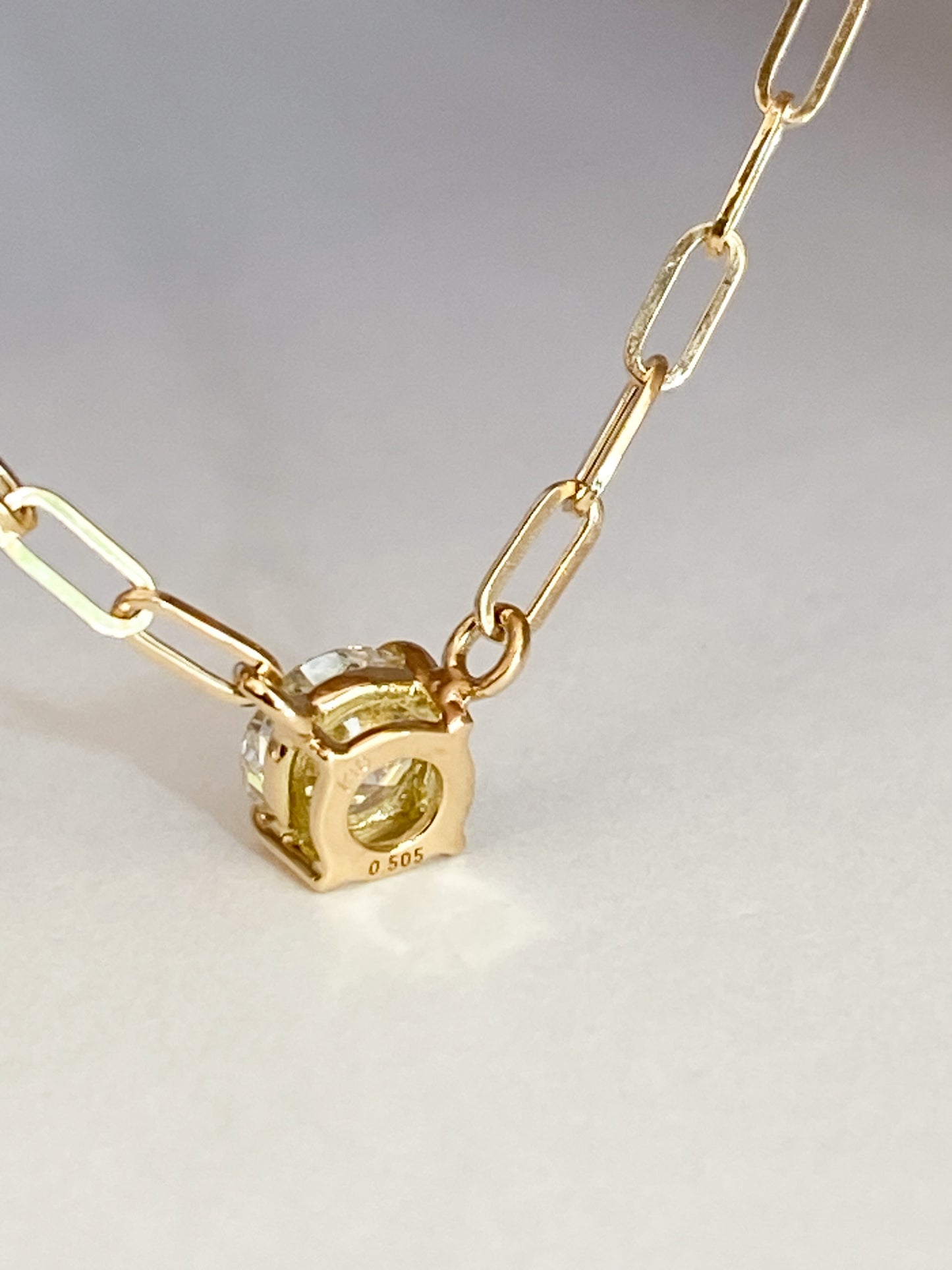 K18YG ダイヤモンド0.5ctペーパークリップチェーンネックレス