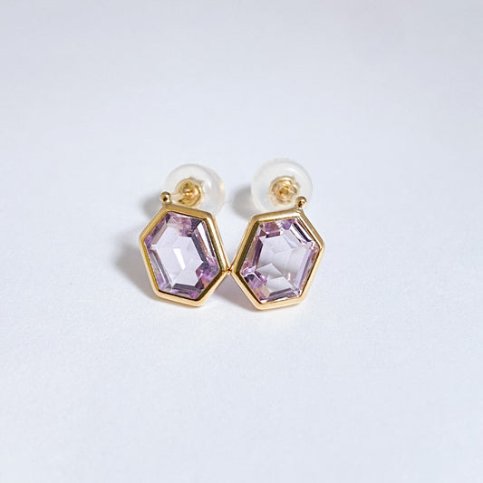 K18イエローゴールド ピンクゴールドピンクアメジストピアス
