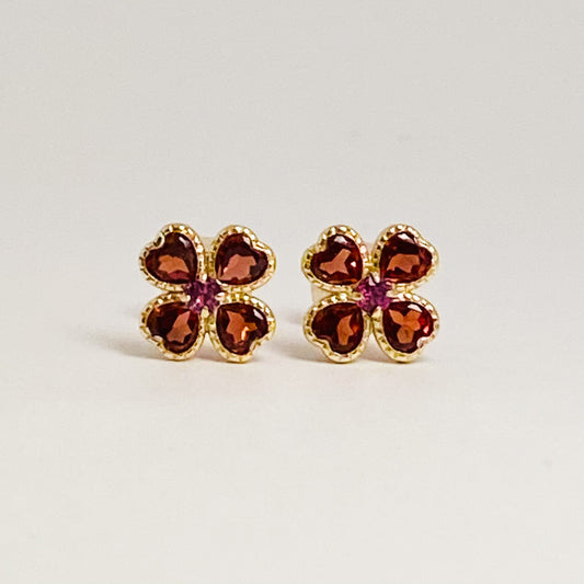 K10イエローゴールド ガーネット･ロードライトガーネットピアス