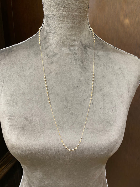 K10イエローゴールド　淡水パールロングネックレス　72＋18㎝