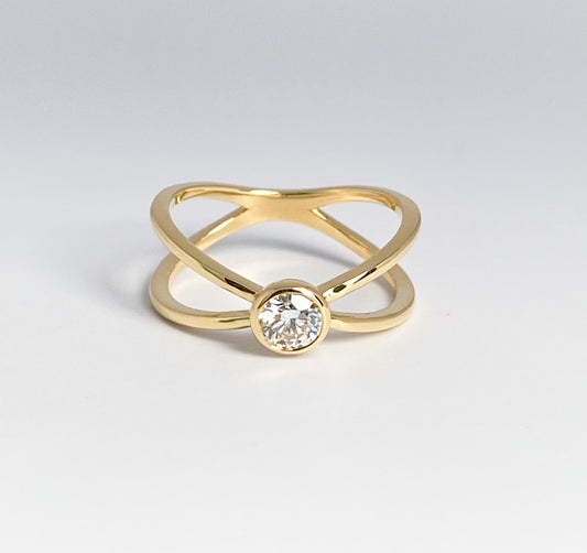 【大人のエクセレント】K18ダイヤモンド0.22ct ピンキーリング