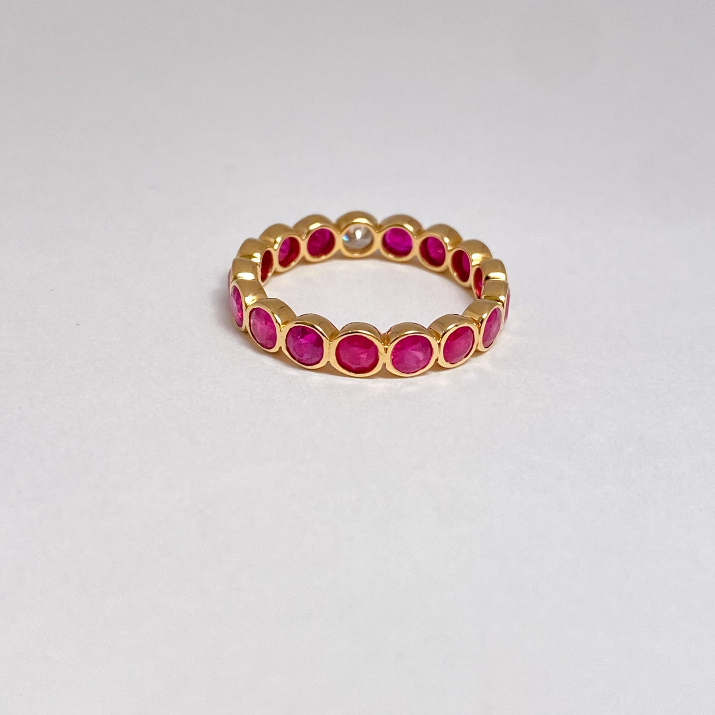 K18イエローゴールド ルビー・ダイヤモンド0.11ctリング