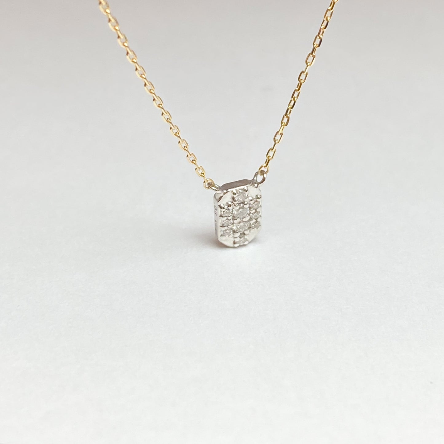 K10YG/WG ダイヤモンド0.05ct2カラーネックレス