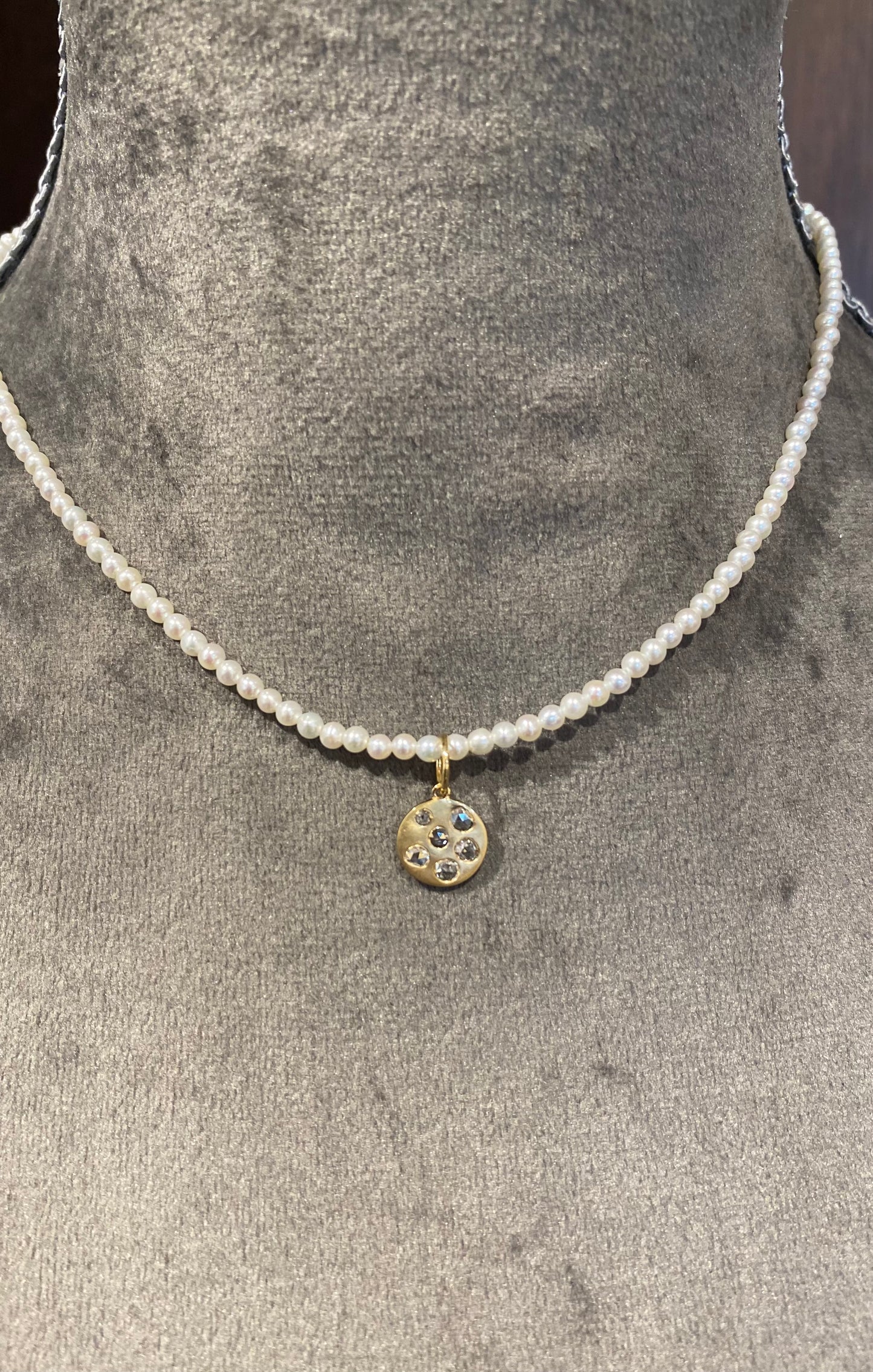 K18イエローゴールド ローズカットダイヤモンド0.23ctペンダントトップ