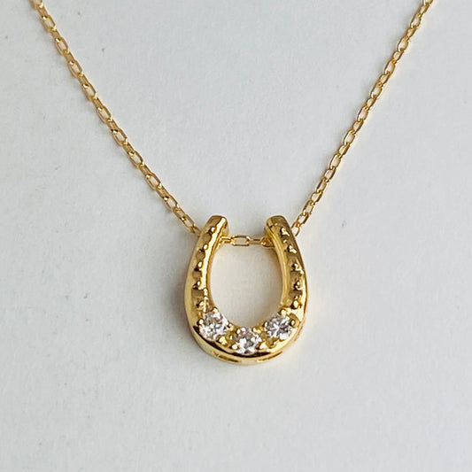 K18イエローゴールド ダイヤモンド0.07ct ホースシューネックレス