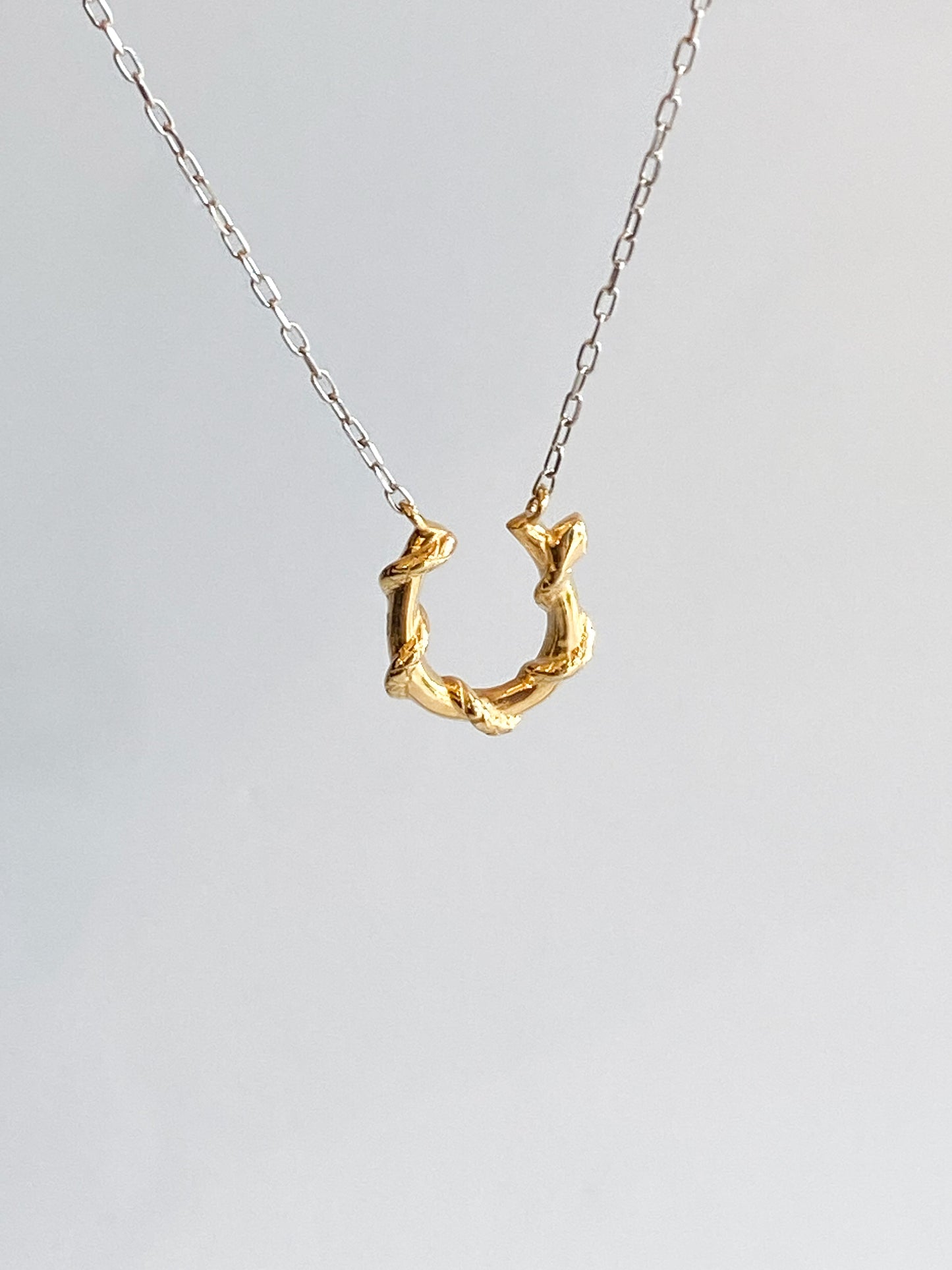 Pt/K18 2カラー　ホースシューネックレス