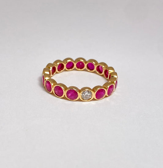 K18イエローゴールド ルビー・ダイヤモンド0.11ctリング