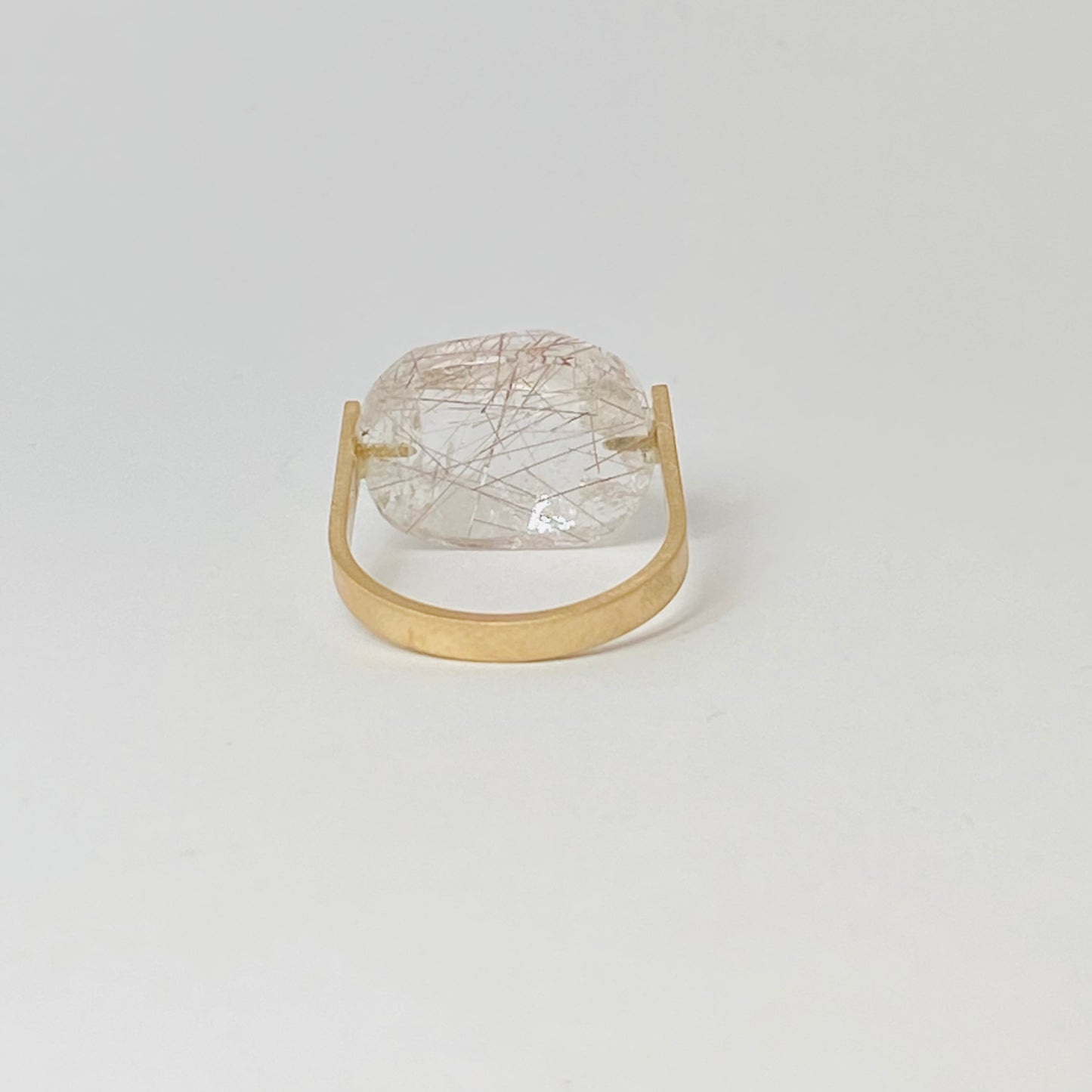 K10イエローゴールド　シルバールチルクォーツリング