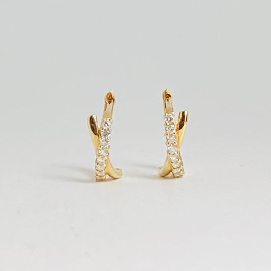 K10イエローゴールド ダイヤモンド0.1ct中折れピアス