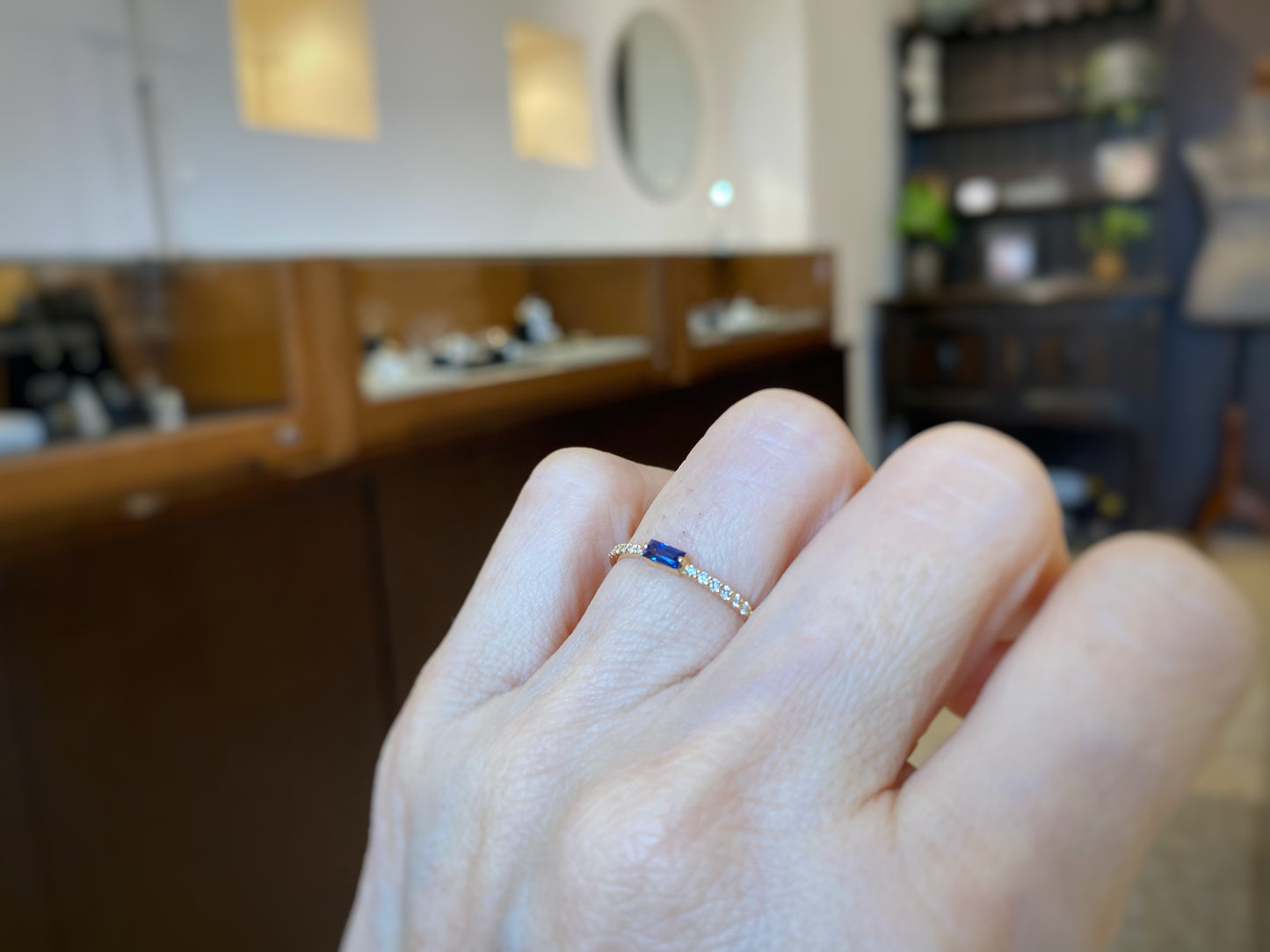 K18イエローゴールド サファイア　ダイヤモンドリング