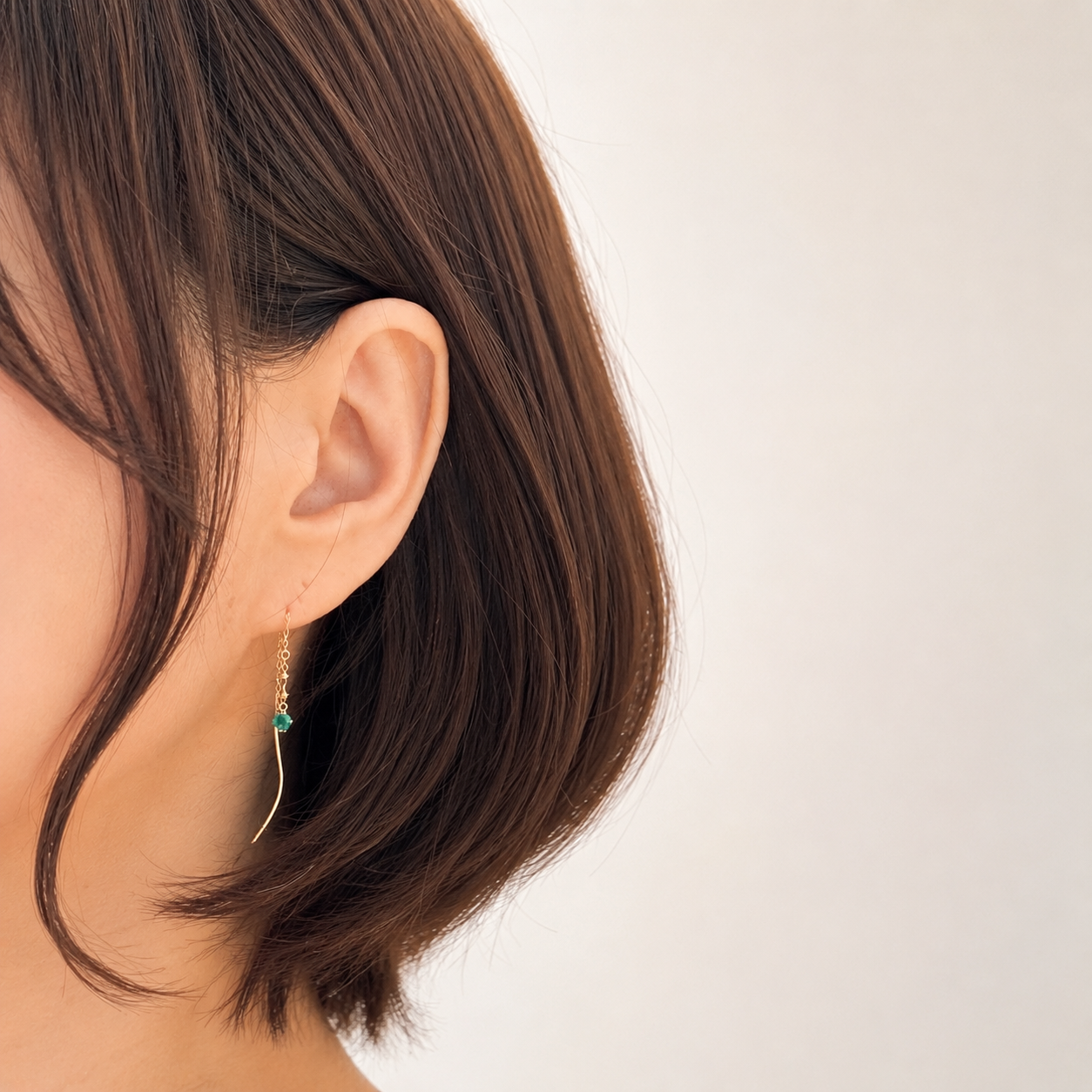 K18YG エメラルドアメリカンピアス