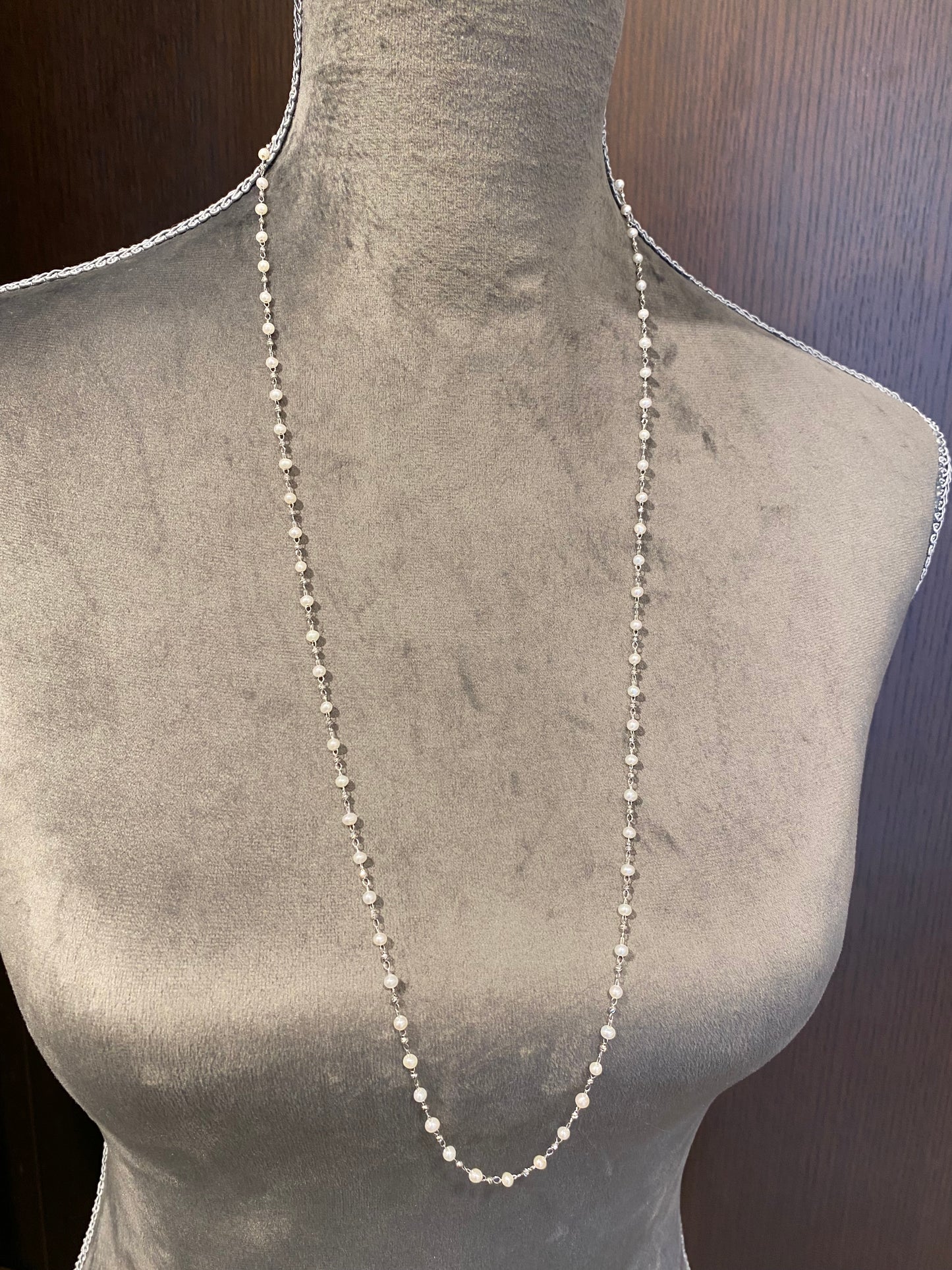 Pt淡水パール　80㎝ロングネックレス