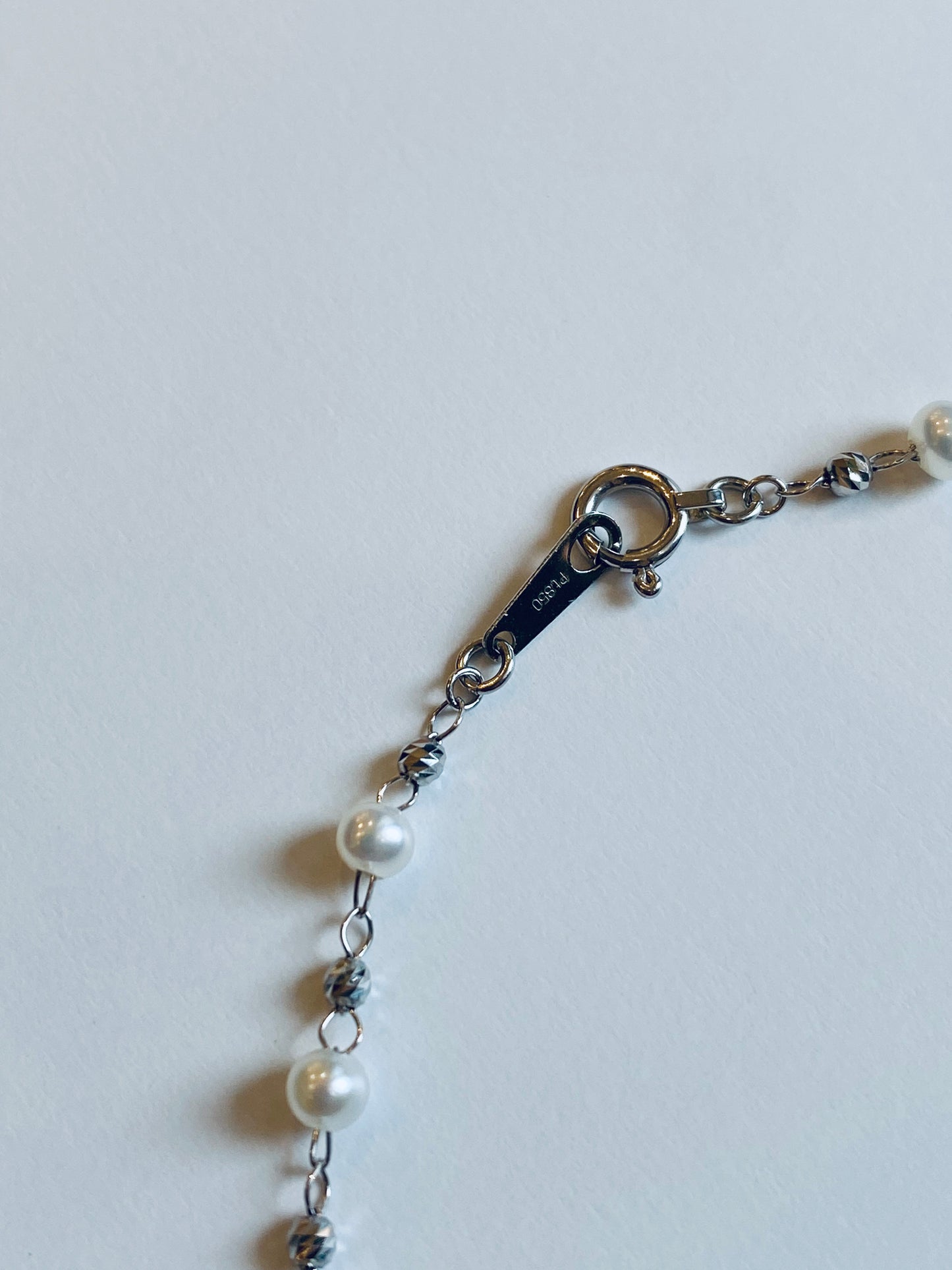 Pt淡水パール　80㎝ロングネックレス