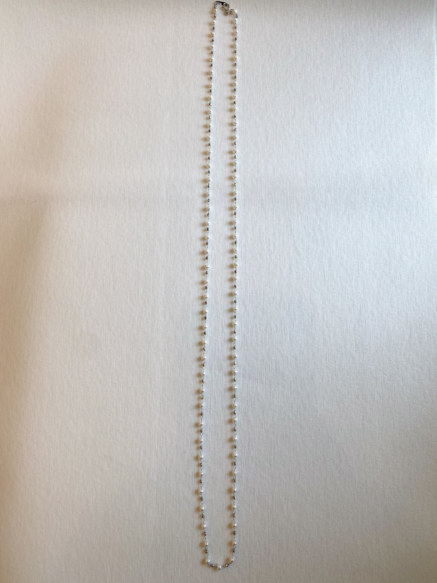 Pt淡水パール　80㎝ロングネックレス