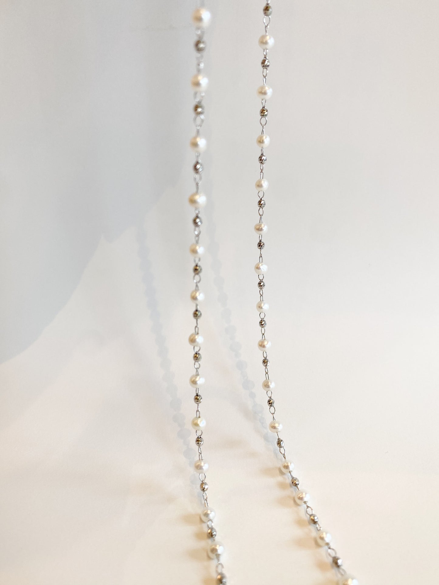 Pt淡水パール　80㎝ロングネックレス