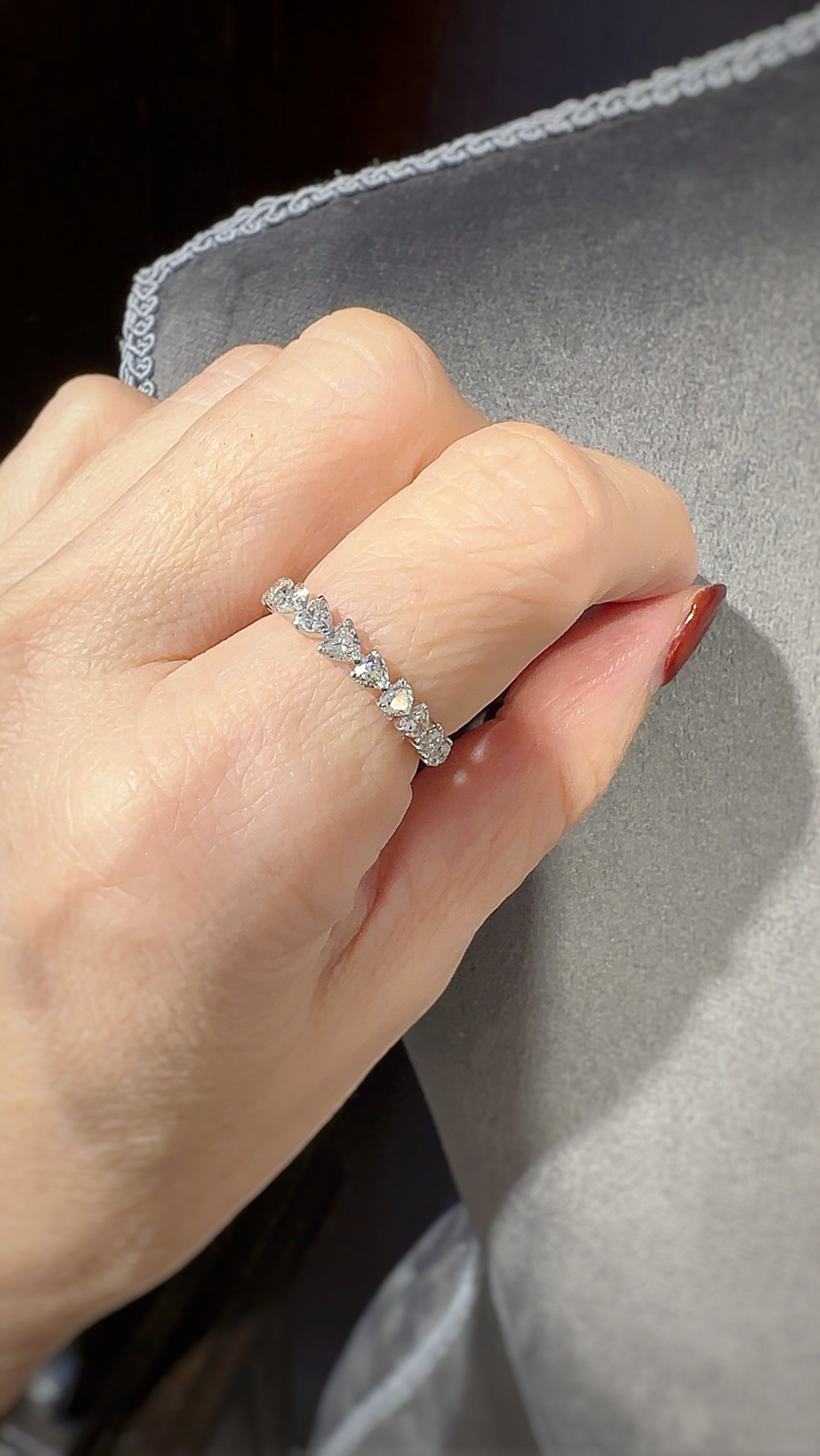 K18ホワイトゴールド　ハートシェイプダイヤモンドリング