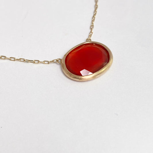 K10イエローゴールド　カーネリアンネックレス