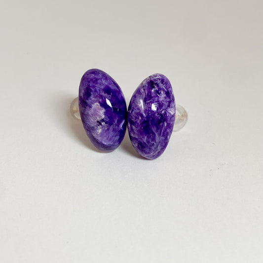 K10イエローゴールド チャロアイトピアス