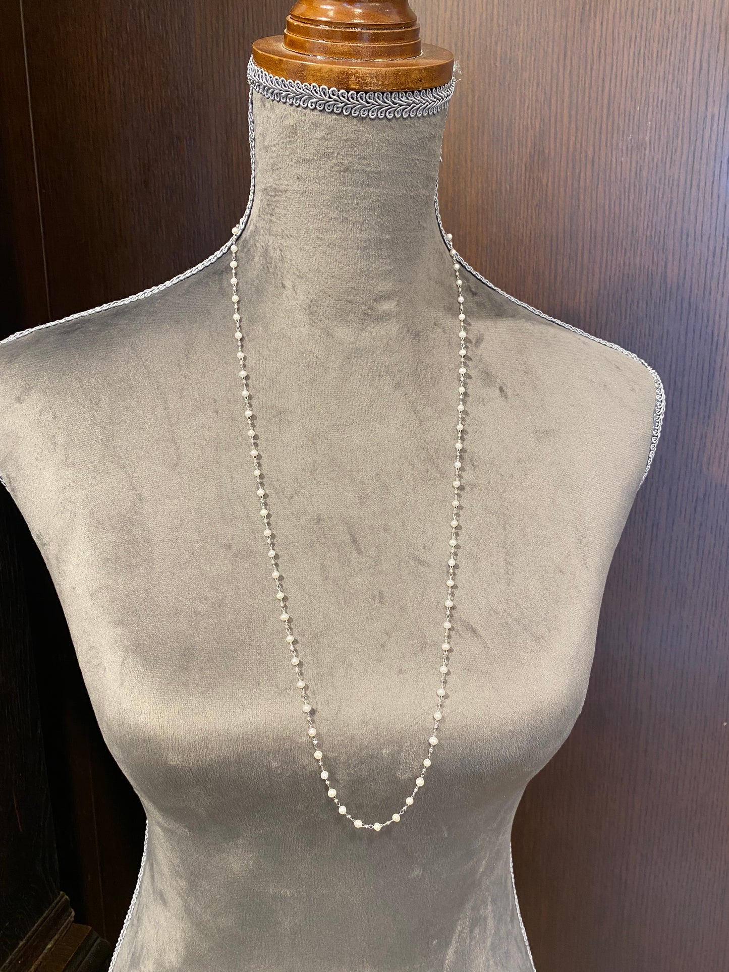 Pt淡水パール　80㎝ロングネックレス