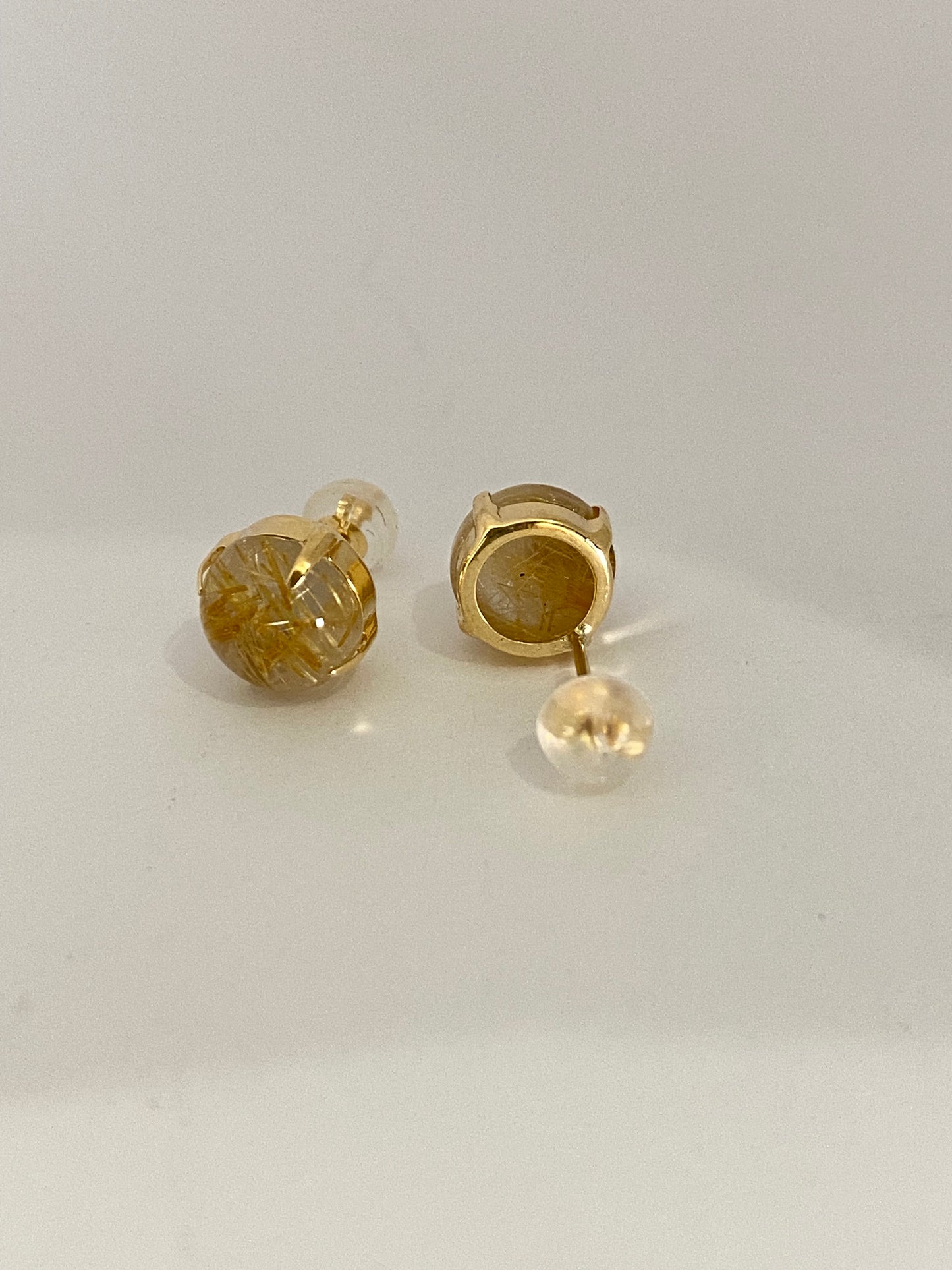 K18イエローゴールド ルチルクォーツピアス