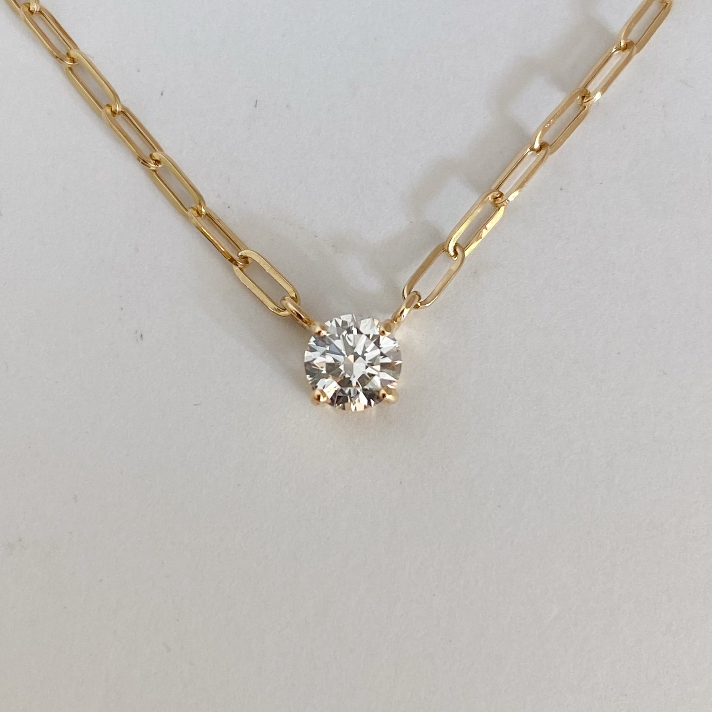 K18YG ダイヤモンド0.5ctペーパークリップチェーンネックレス