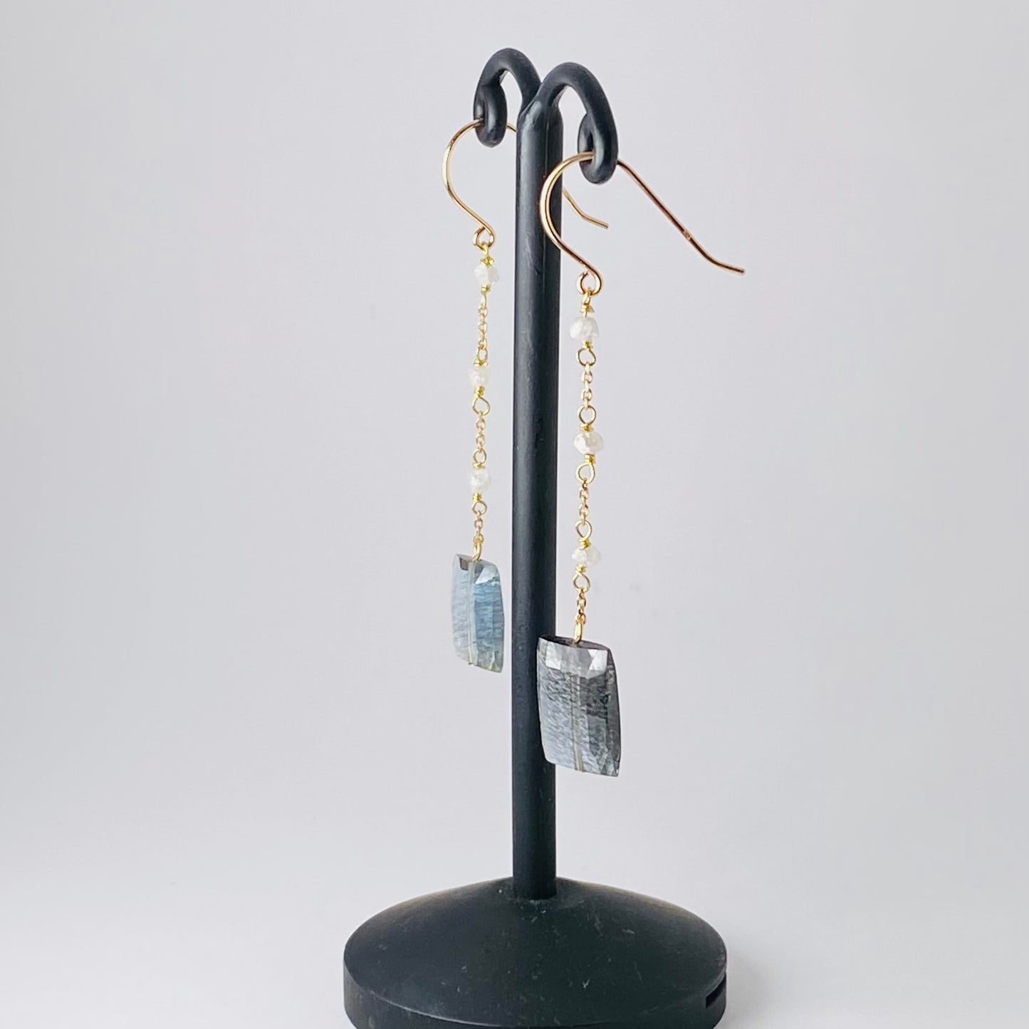 K10イエローゴールド モスアクアマリン･ダイヤモンドピアス