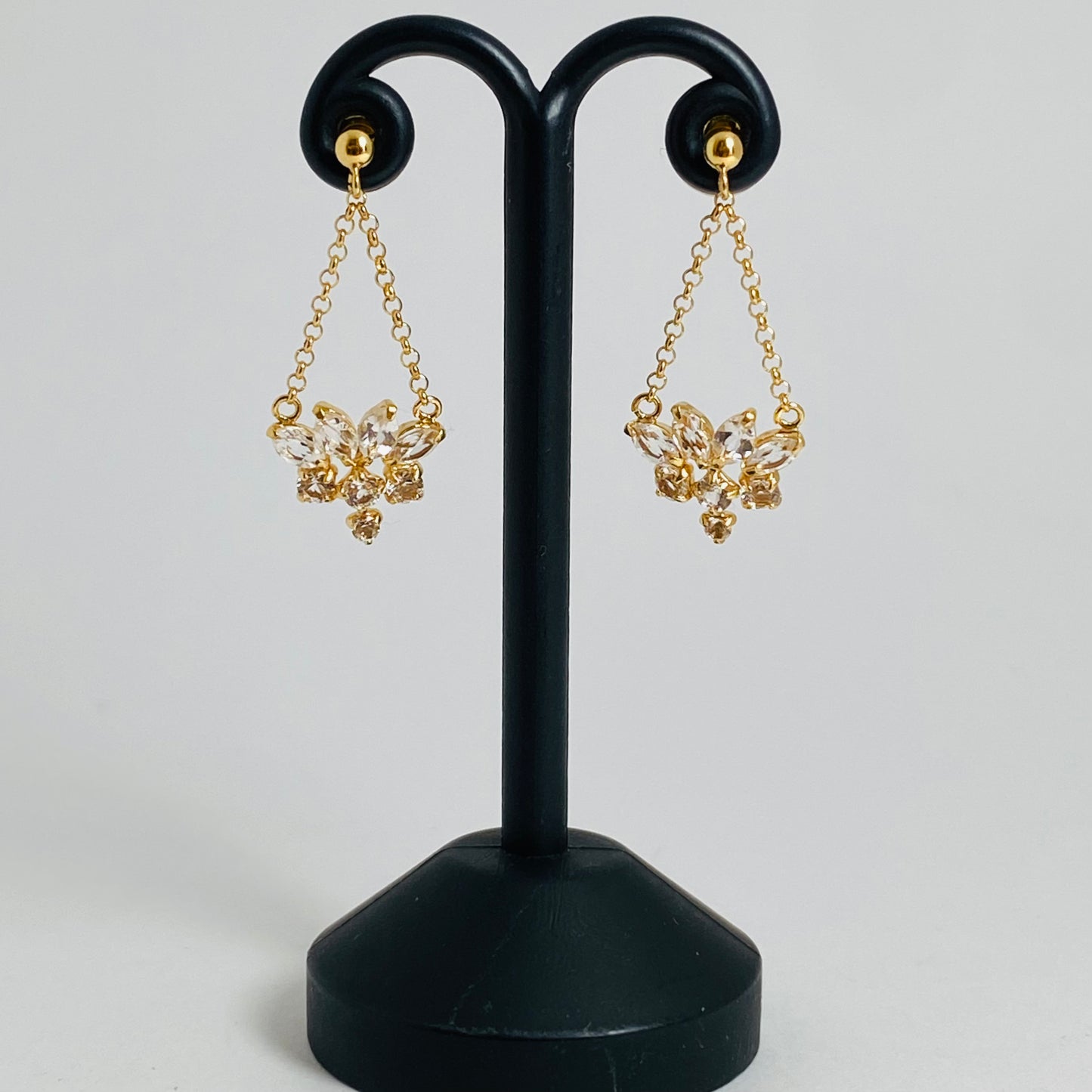 K18イエローゴールド ホワイトトパーズピアス