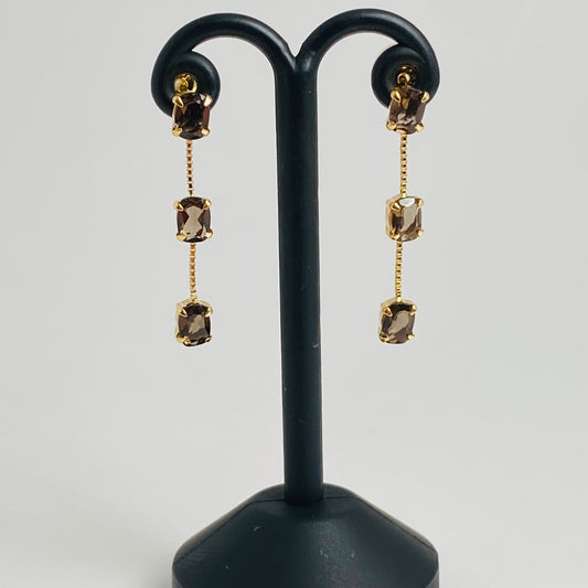 K18イエローゴールド スモーキークォーツピアス