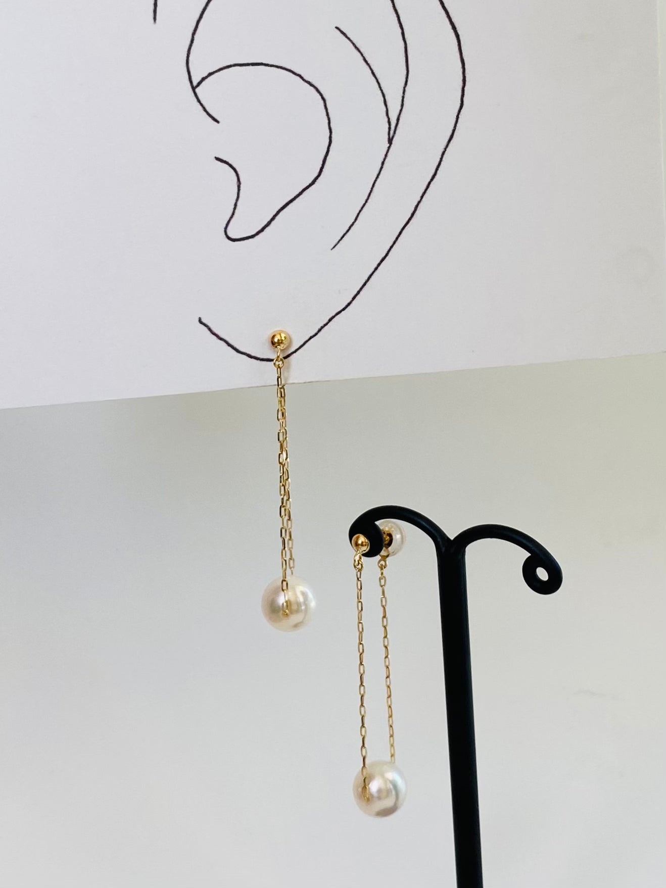 K10イエローゴールド あこや真珠8㎜ピアス