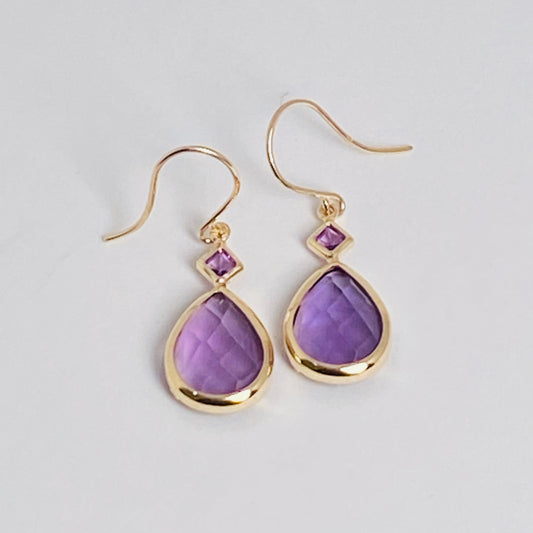 K10イエローゴールド アメジストピアス