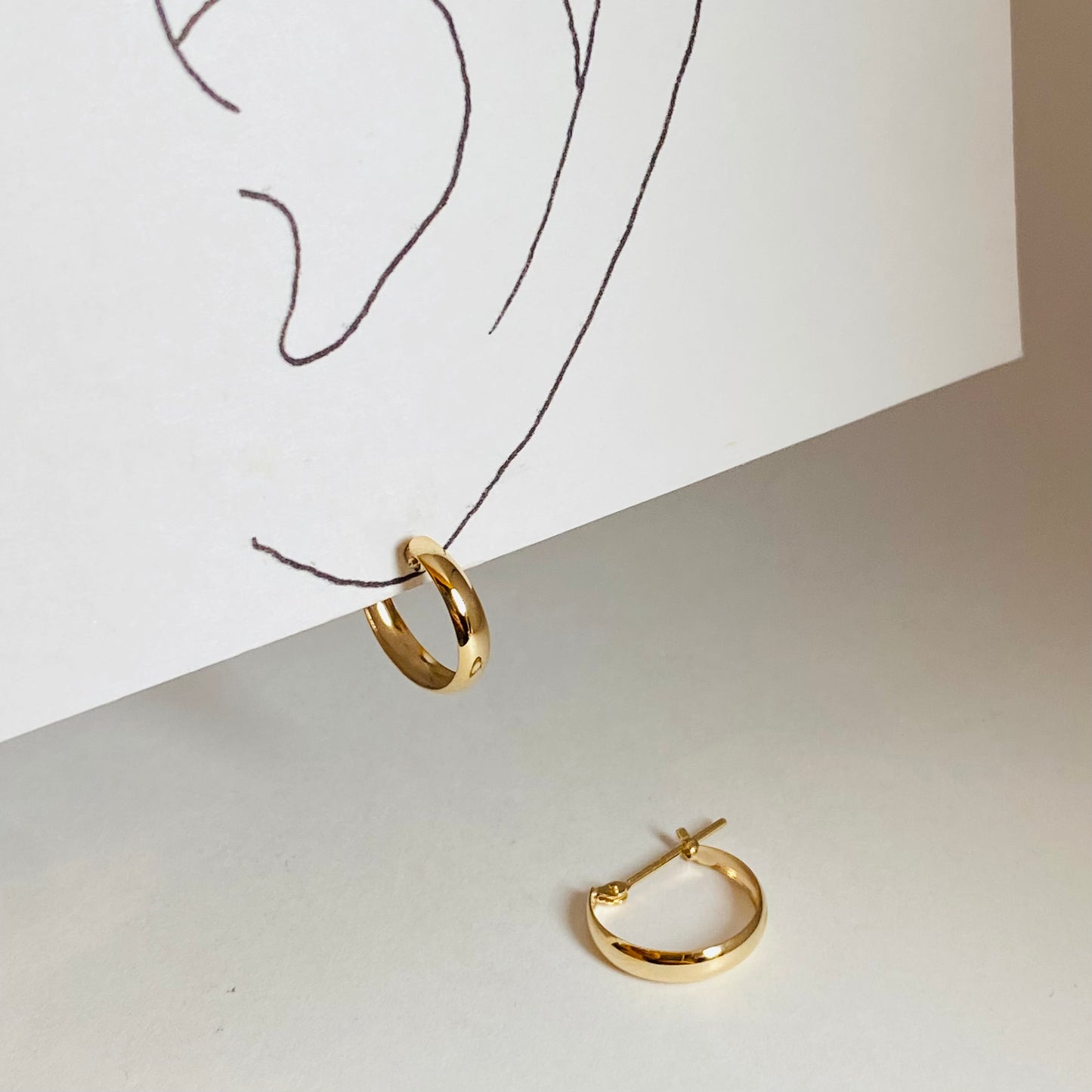 K10イエローゴールド 地金フープピアス