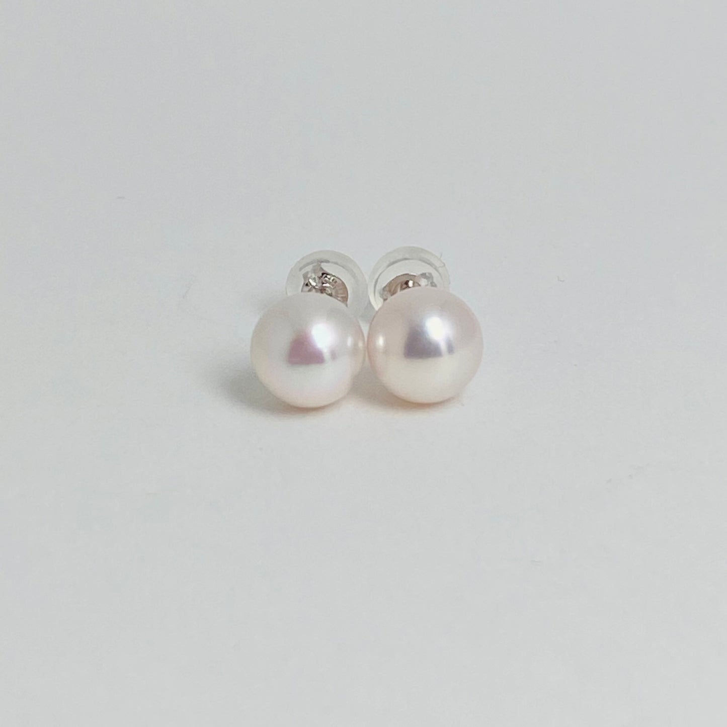 K14ホワイトゴールド　あこやパール7-7.5㎜ピアス