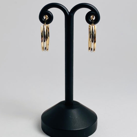 K10イエローゴールド/プラチナ　2カラー地金フープピアス